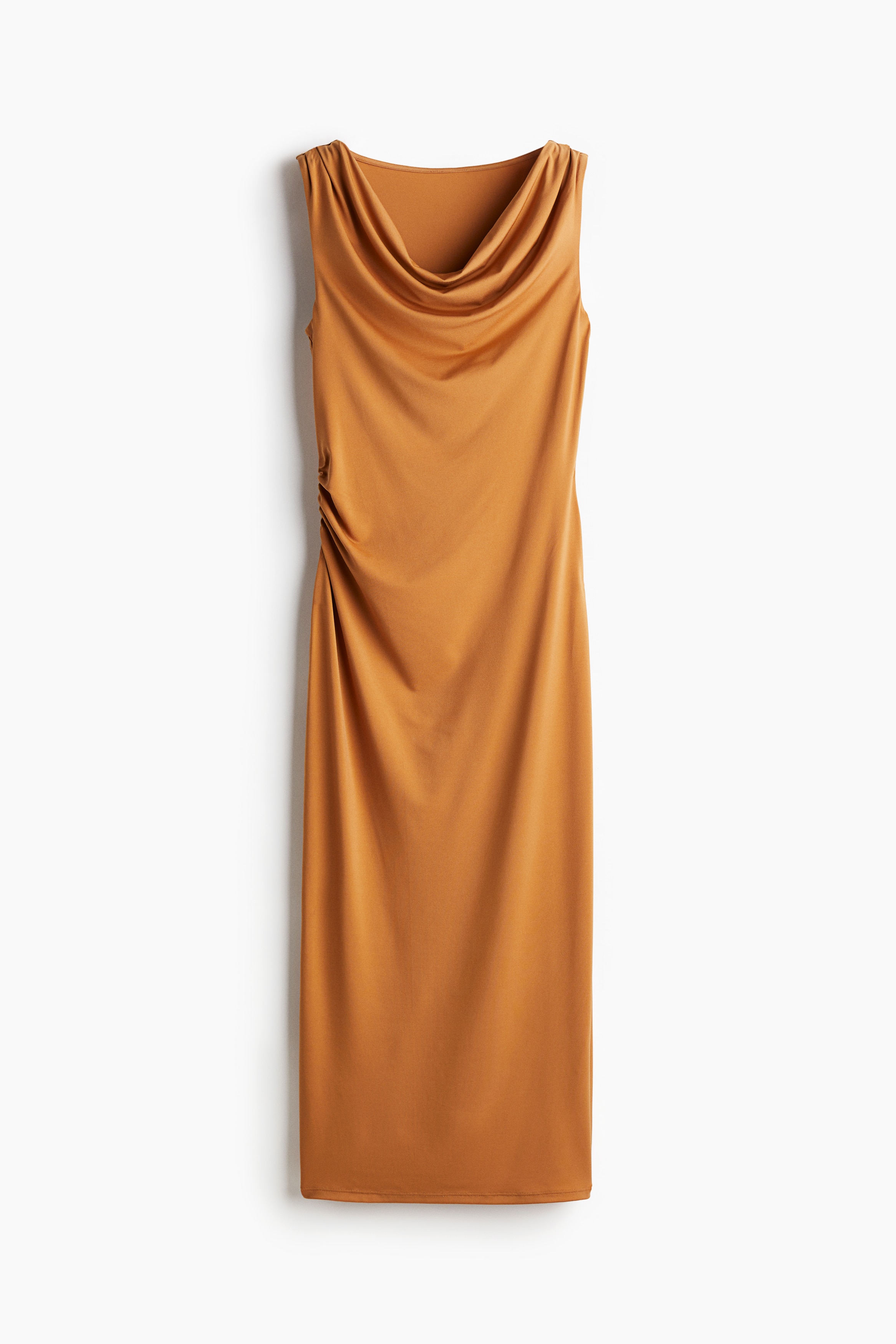 Draped Midi Dress - Amber-colored