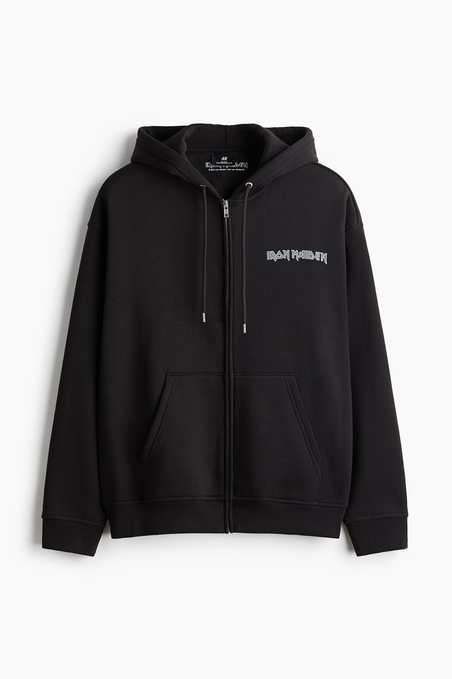 Loose Fit Printed zip-through hoodie - Black/Iron Maiden/Light grey marl/Honda