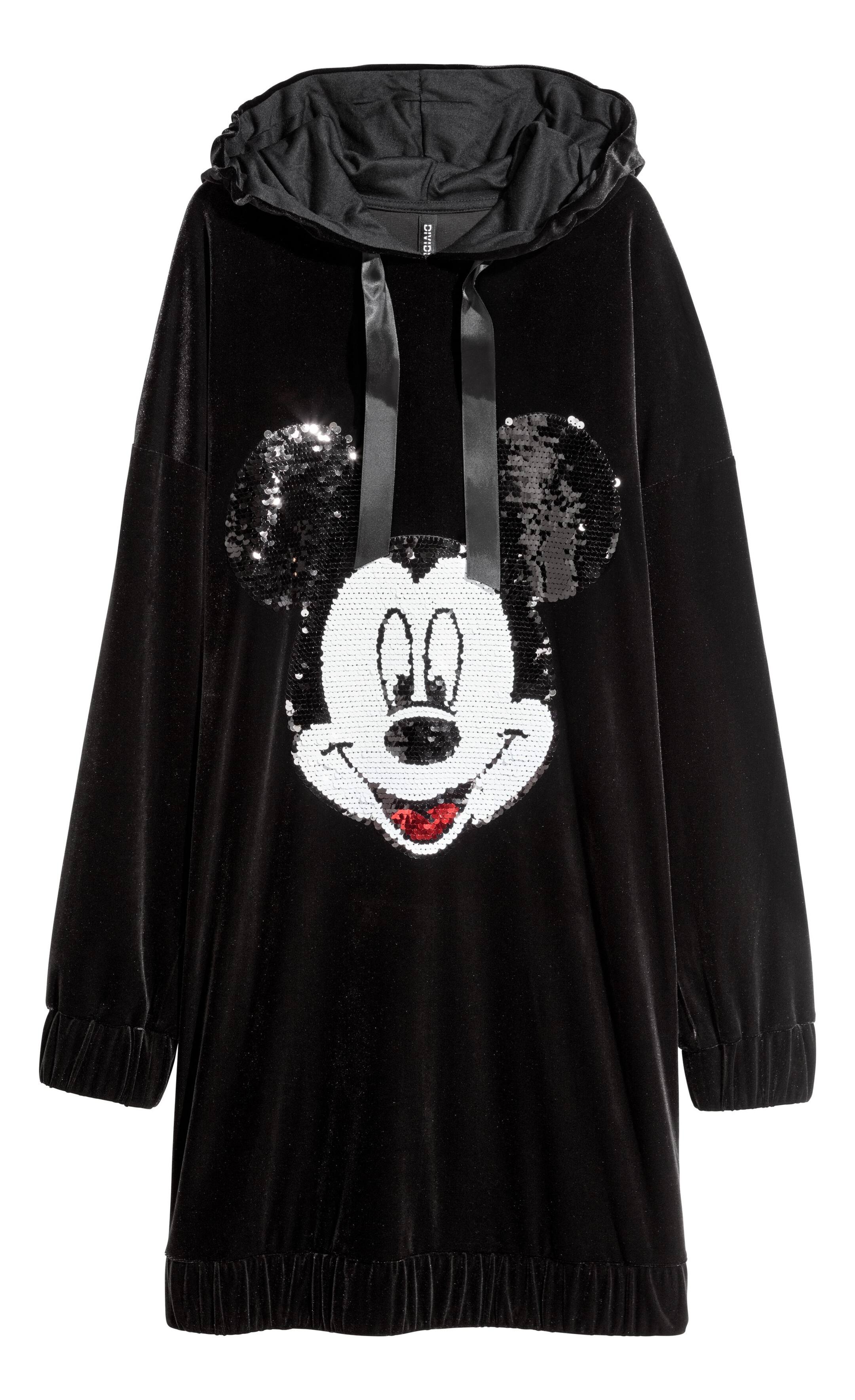 View larger image: Velour dress with a hood - Black/Mickey Mouse - Ladies | H&M GB 1