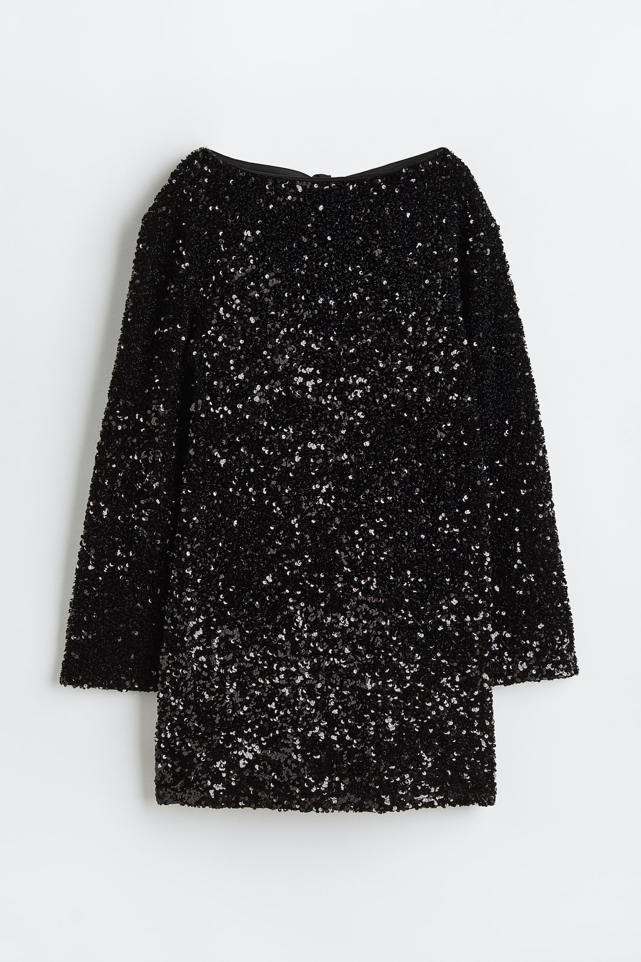 h&m glitter dress with bow Women's Black/Sequins Sequined Rustic