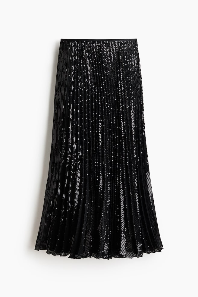 Sequined plissé skirt - Black - 1