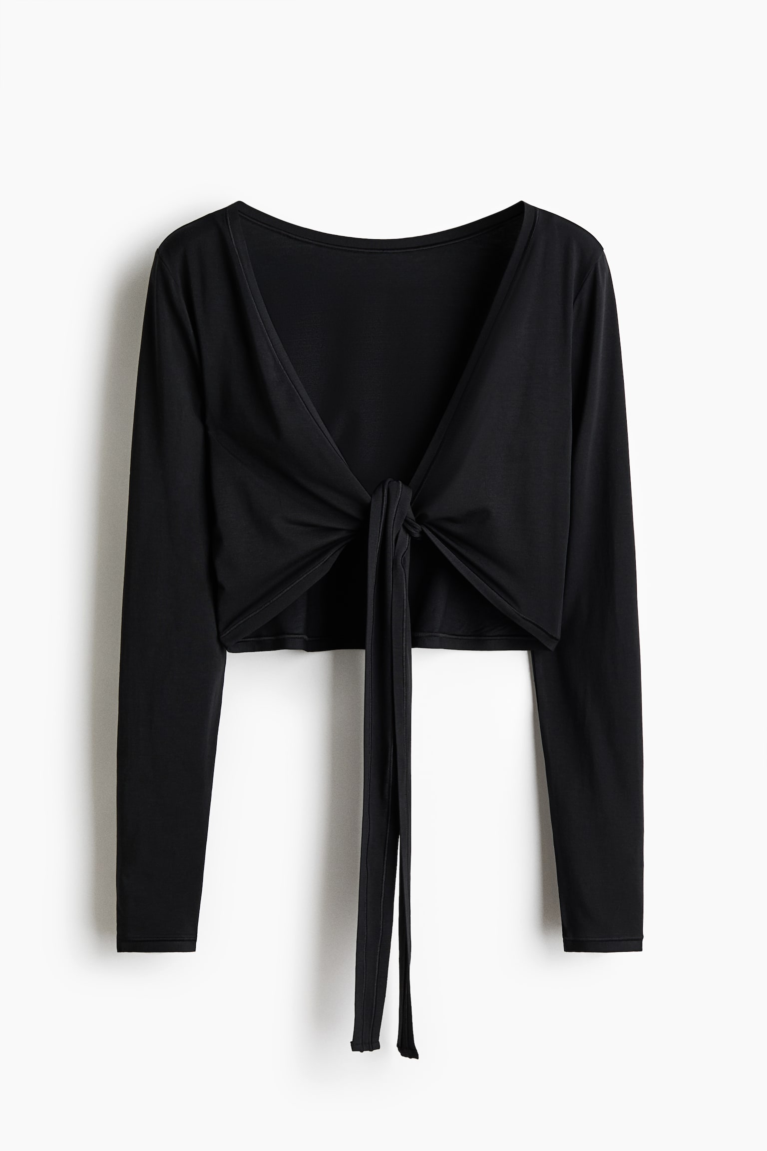 Cropped Long-Sleeved Yoga Top - Black/Amazonite blue/Mid blush pink/Warm brown