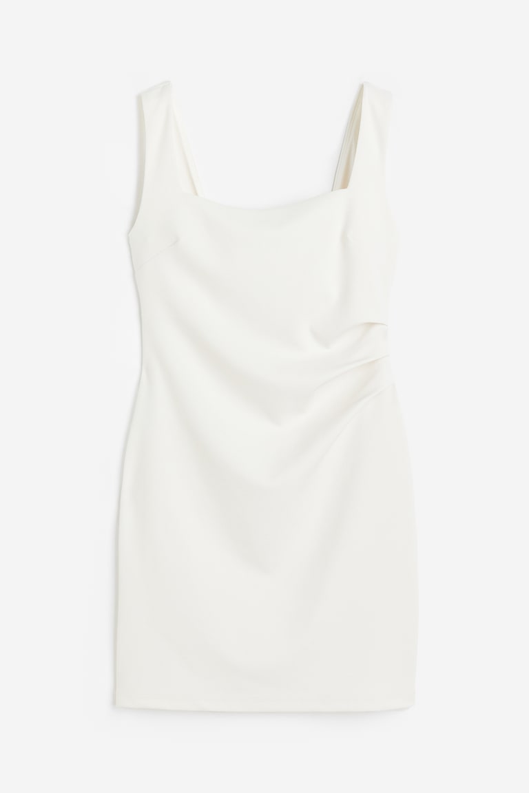 white pleated dress h&m Women's White Pleat-Detail Twill Dress