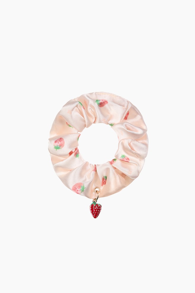 Charm-Detail Scrunchie - Light pink/strawberries - 1
