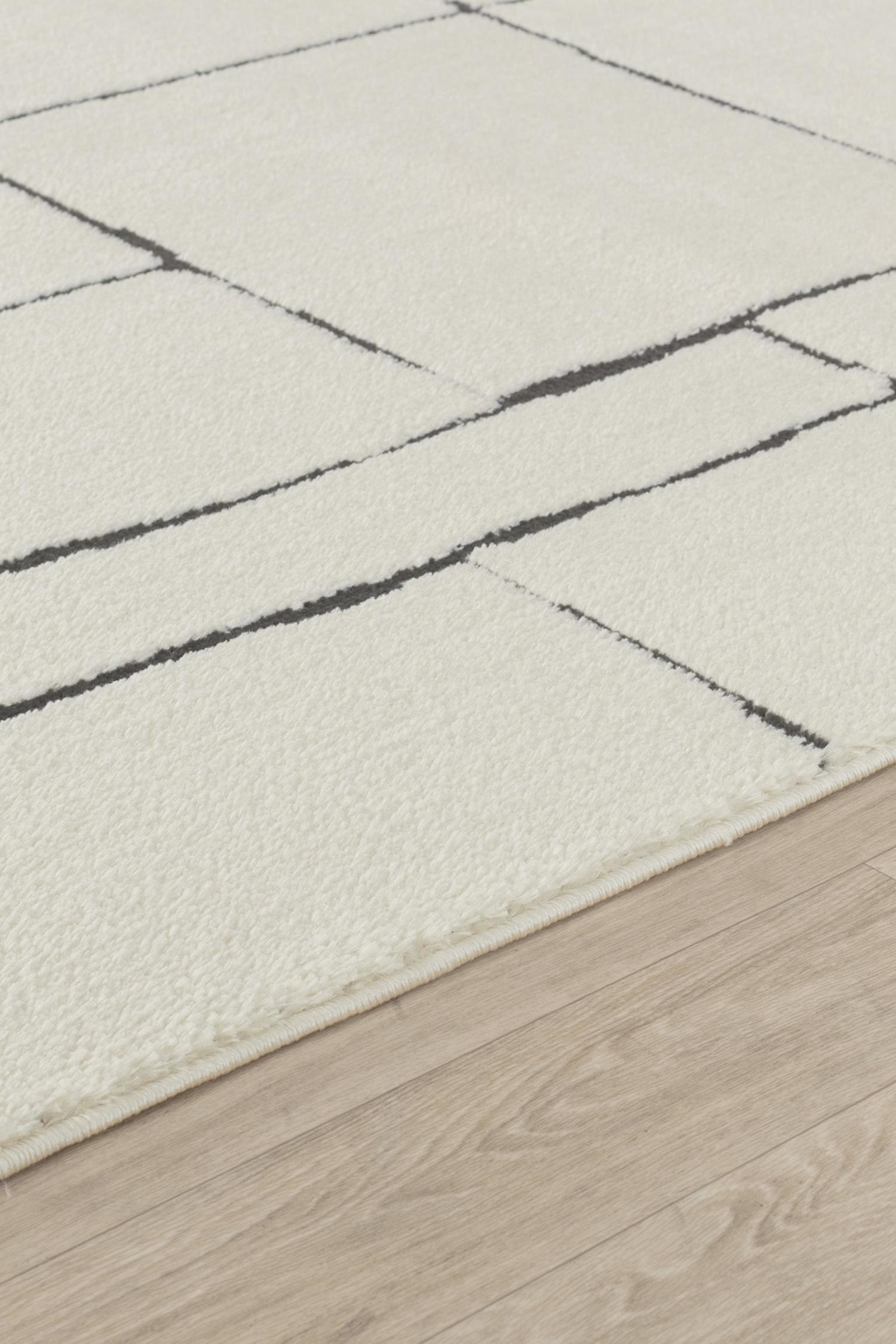 Scandi Modern High Pile Area Rug - Ivory/White - 3