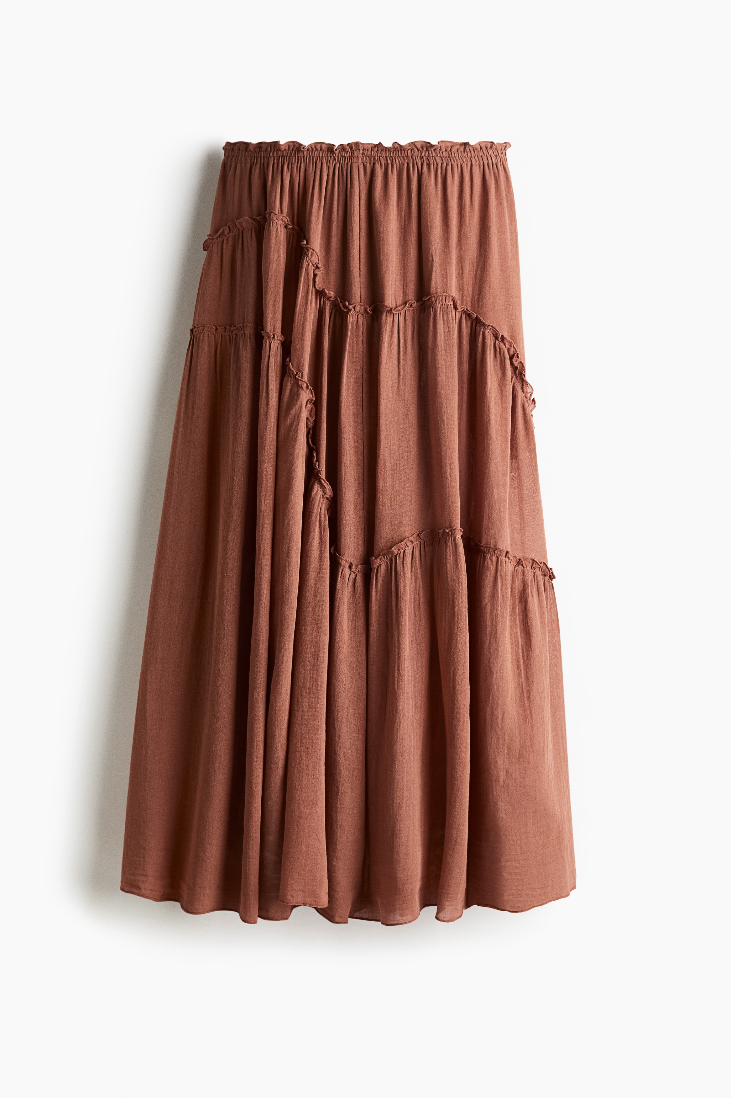 Tiered Maxi Skirt - Brown/White