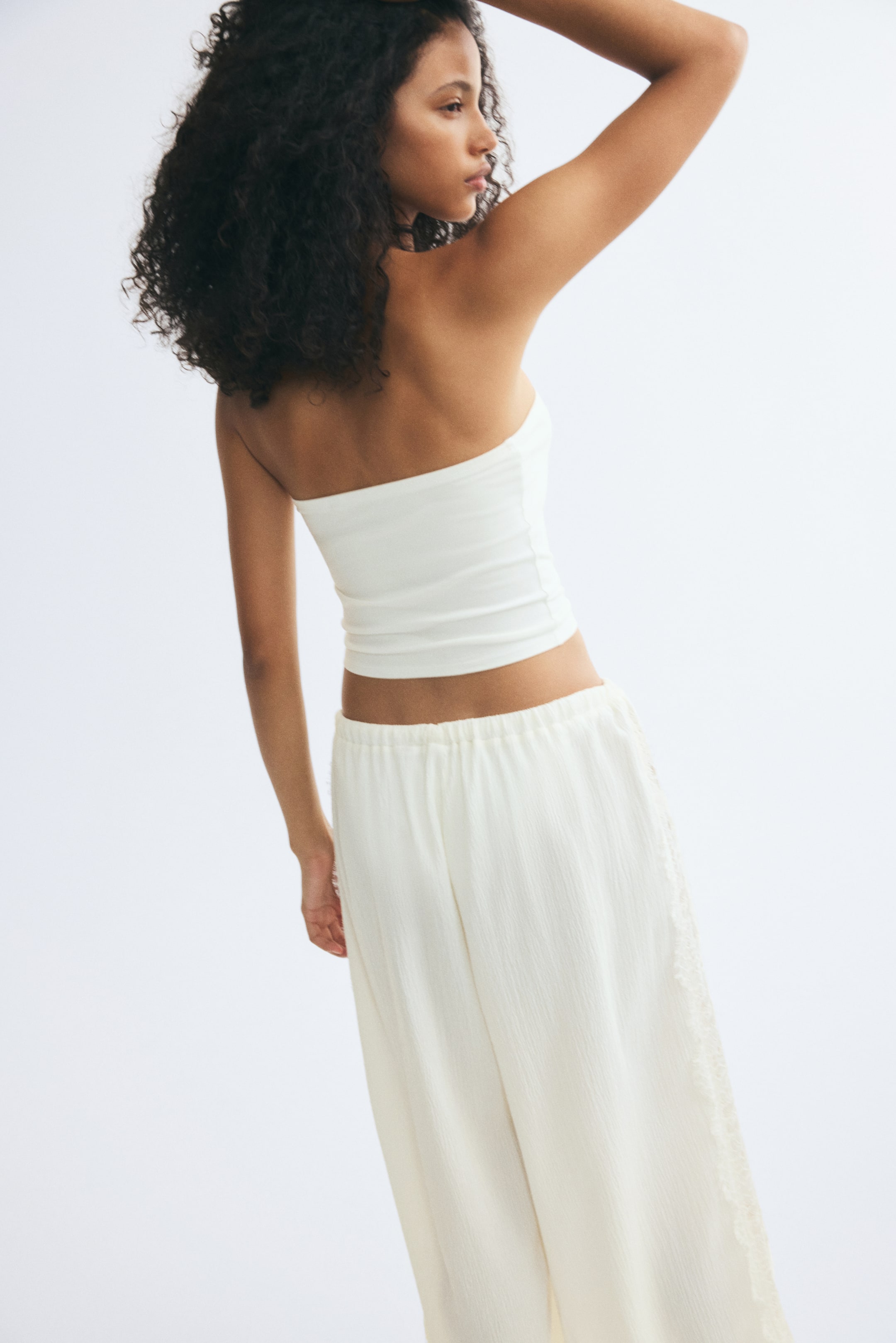 Lace-Trimmed Balloon-Leg Pants