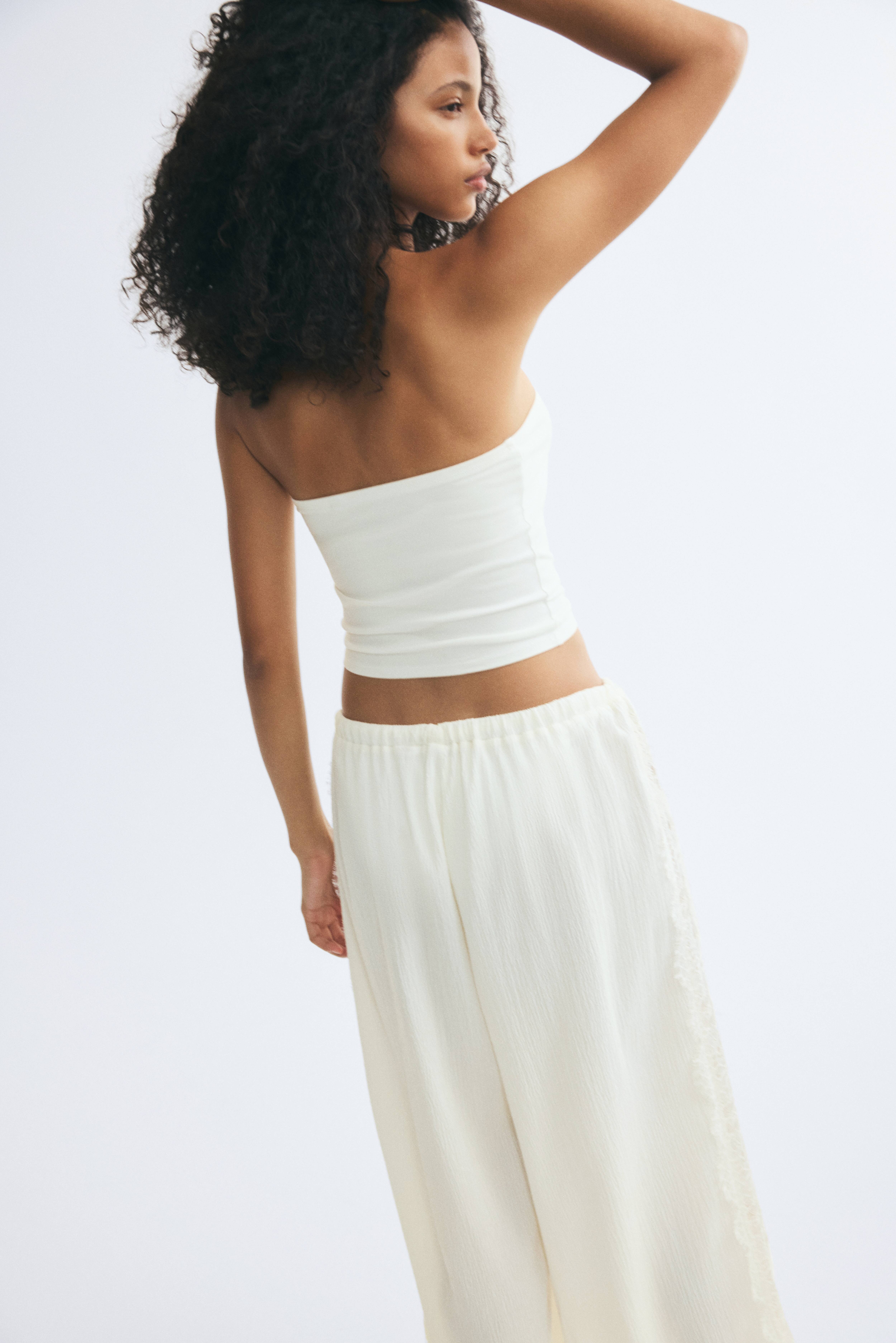 Lace-Trimmed Balloon-Leg Pants