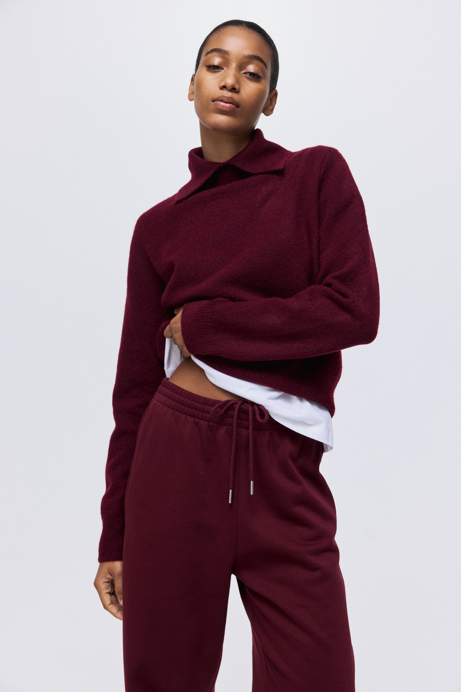 Sweatpants - Burgundy/Light grey marl/Dark brown/Cream/Khaki green/Black/Navy blue/Powder pink - 7