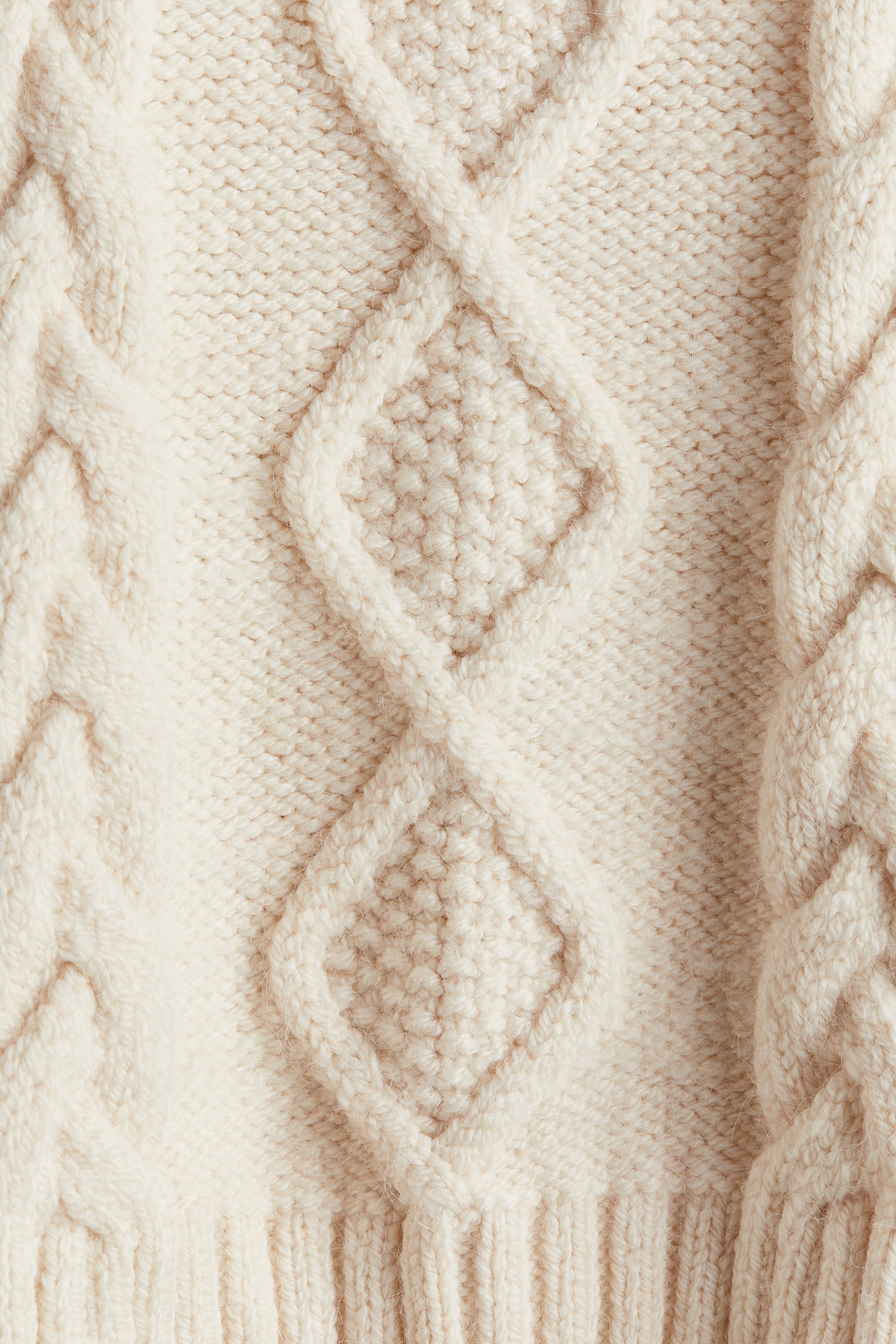 Cable-knit polo-neck jumper - Light beige - 4