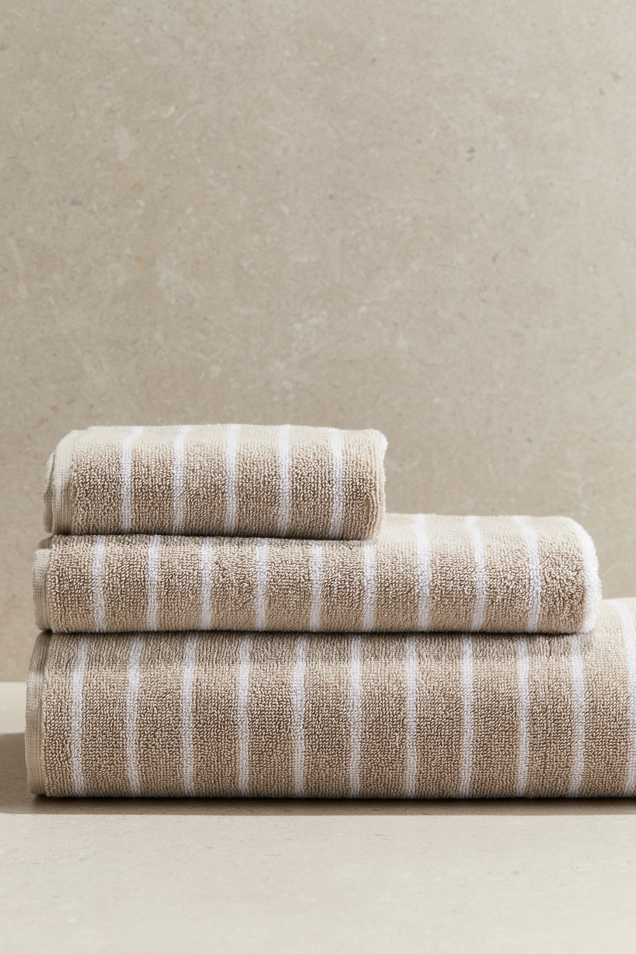 Striped Guest Towel - Light beige/white - Home All | H&M US