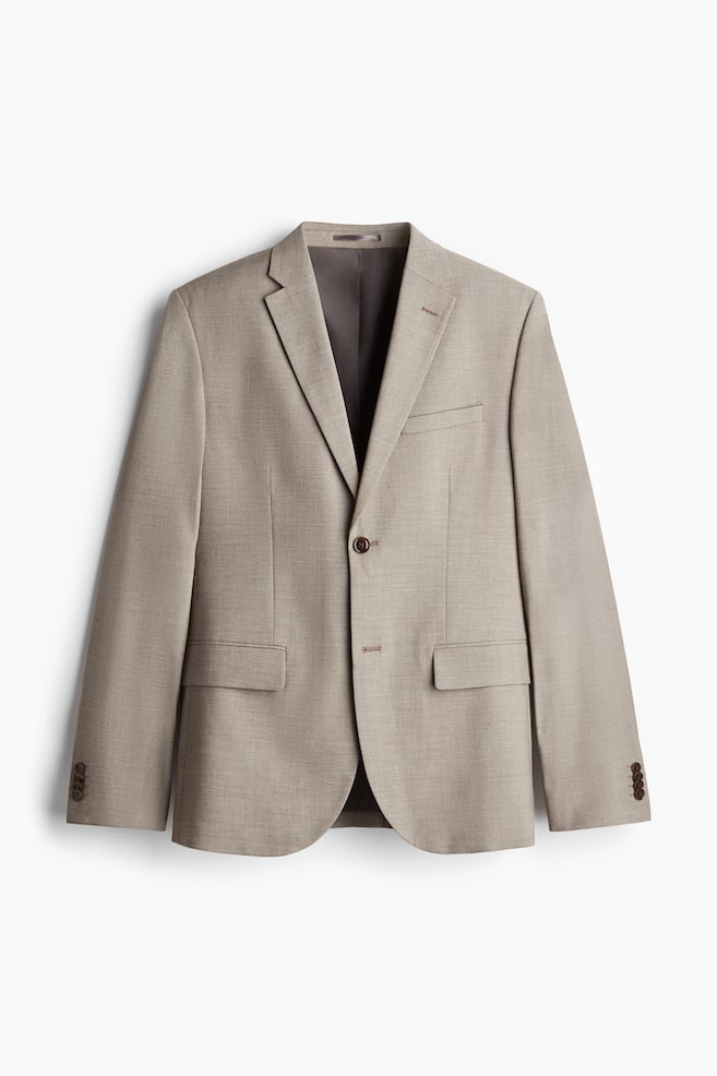 Slim Fit Single-Breasted Jacket - Dark beige/Navy blue/Gray - 1