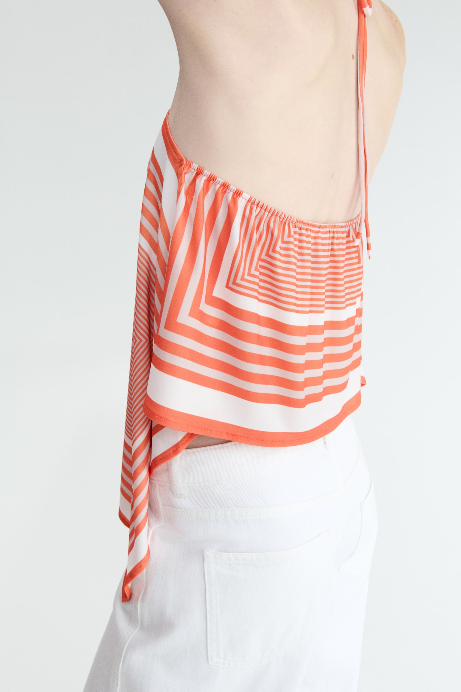 Halterneck top - Orange/Striped - 3