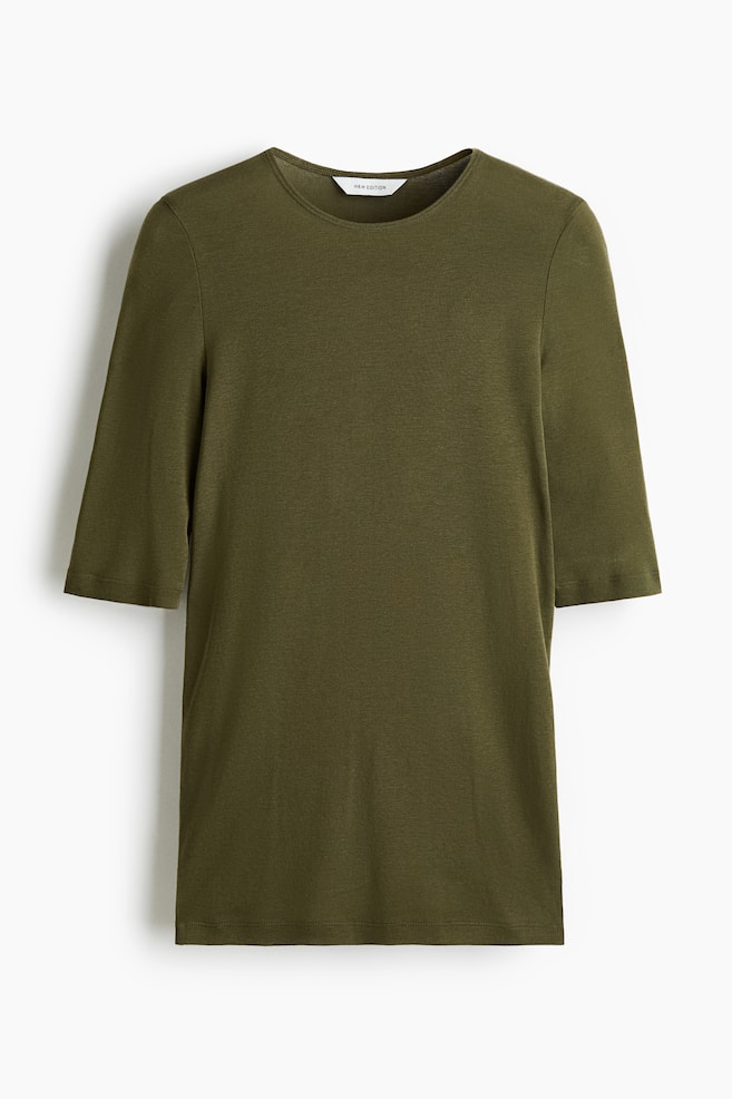 Pima cotton T-shirt - Dark khaki green/Dark beige/Pink/Dark brown/Orange - 1