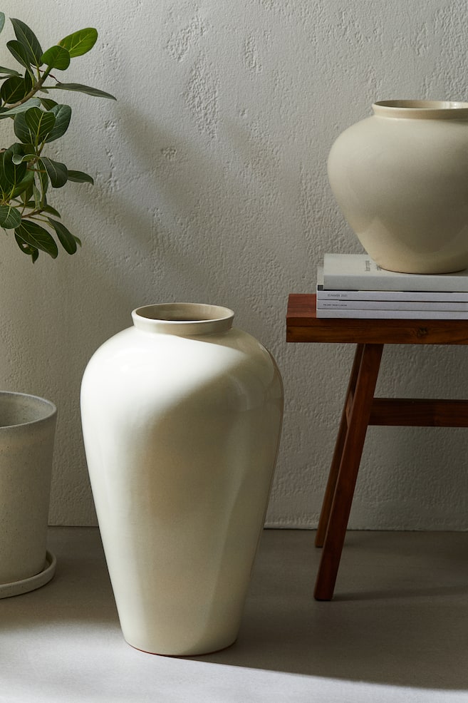 Stor vase i terrakotta - Naturhvid - 2