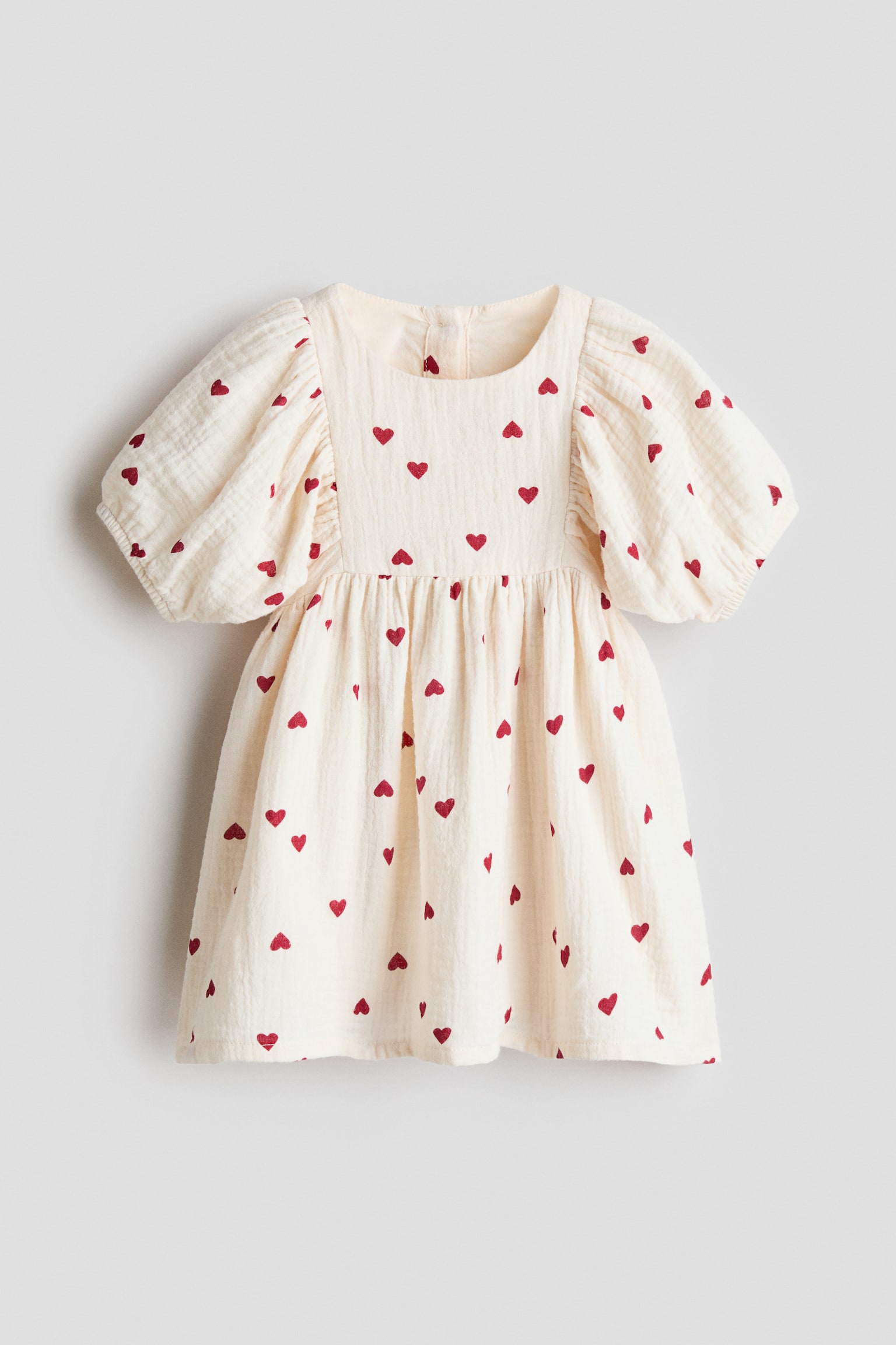 Seersucker cotton dress - Light beige/Hearts/Light pink/Hearts/White/Cherries