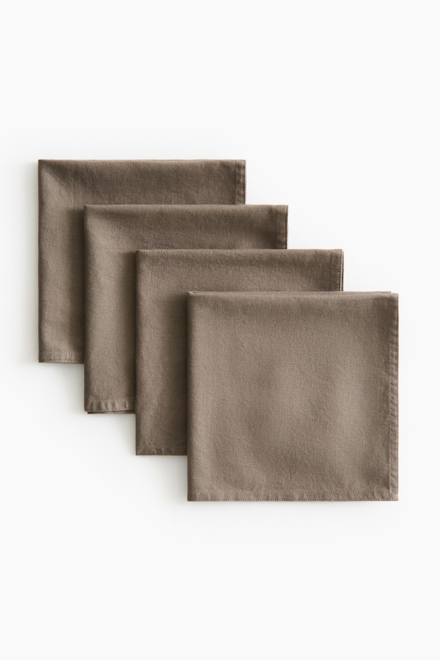 4-pack linen-blend napkins - Mole/Khaki green/Yellow/Light green/Beige - 3