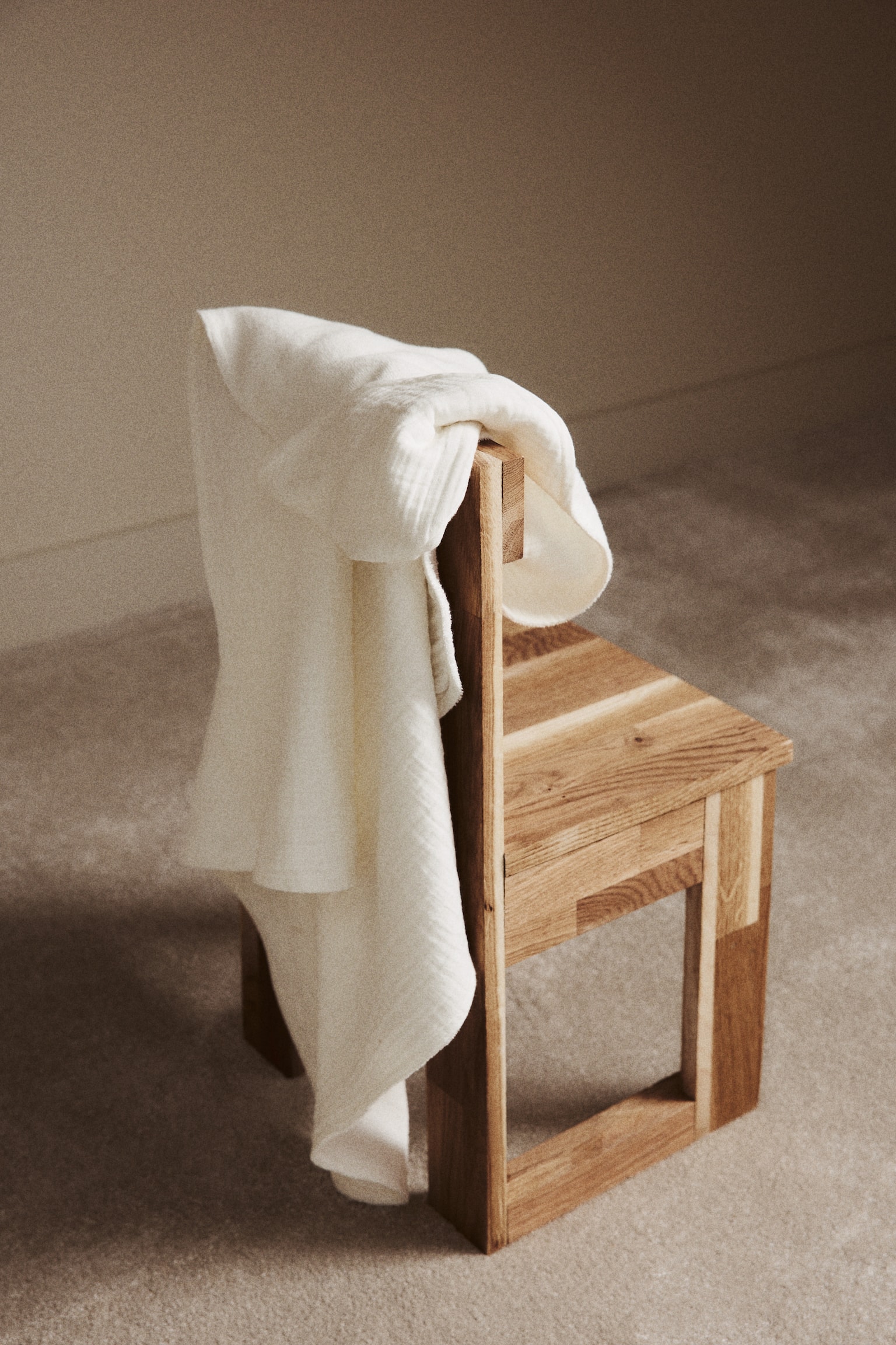 Hooded Muslin Bath Towel - White/Light taupe - 1