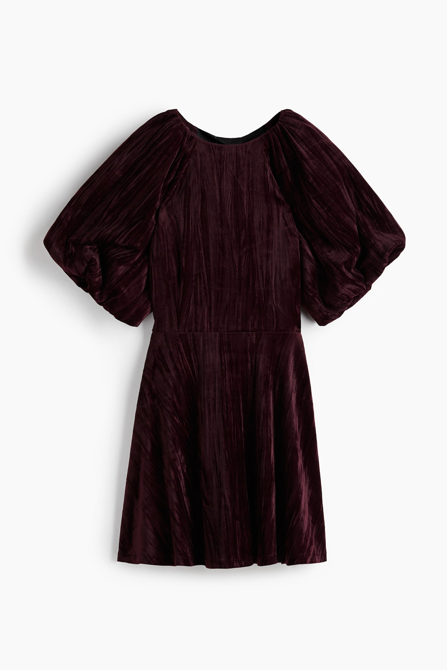 Balloon-sleeved dress - Burgundy/Black/Patterned/Black - 2