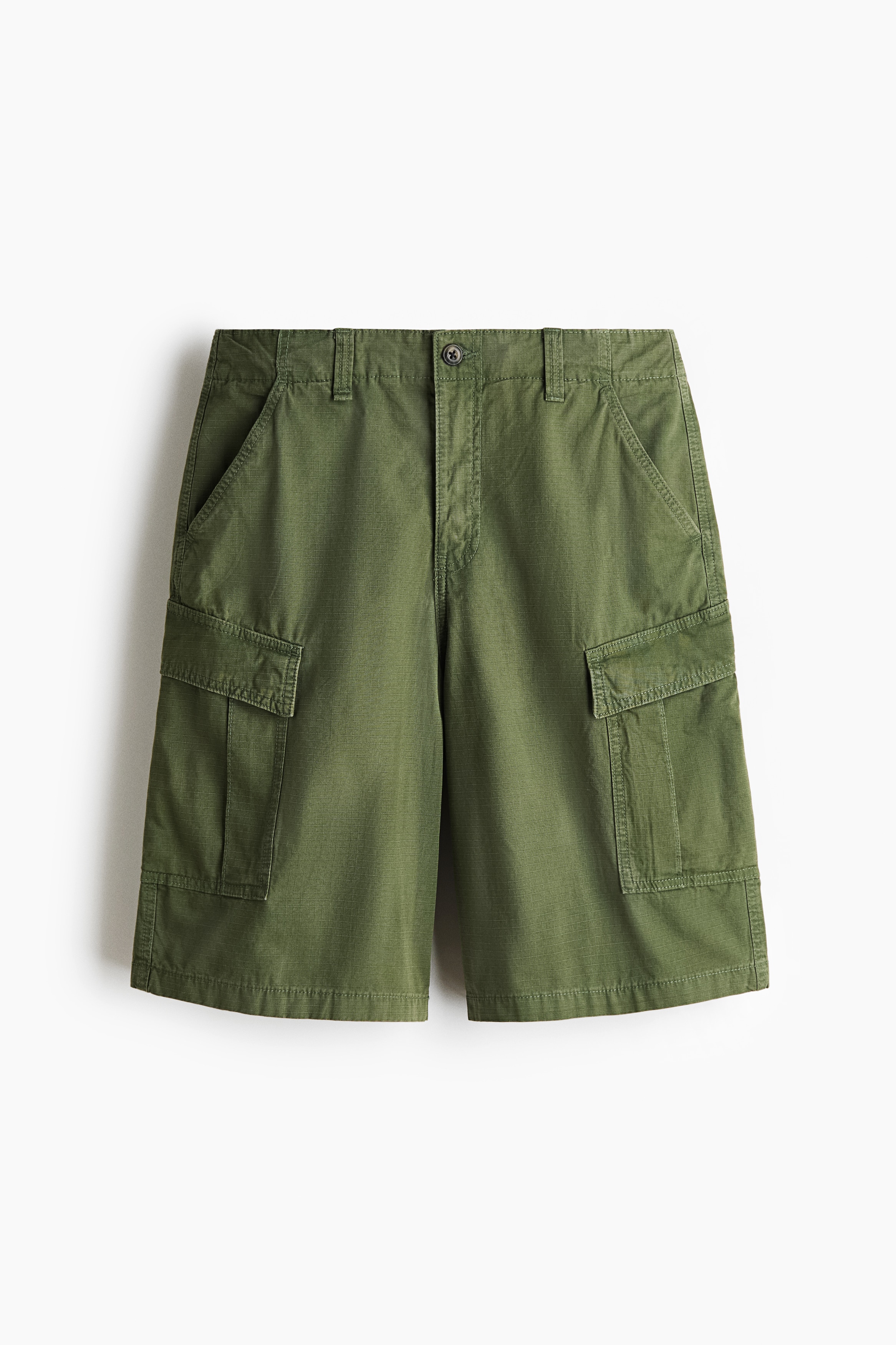 Loose Fit Cotton cargo shorts - Khaki green/Black/Brown
