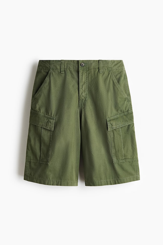 Loose-Fit Cotton Cargo Shorts - Khaki green/Brown/Black/Beige - 1