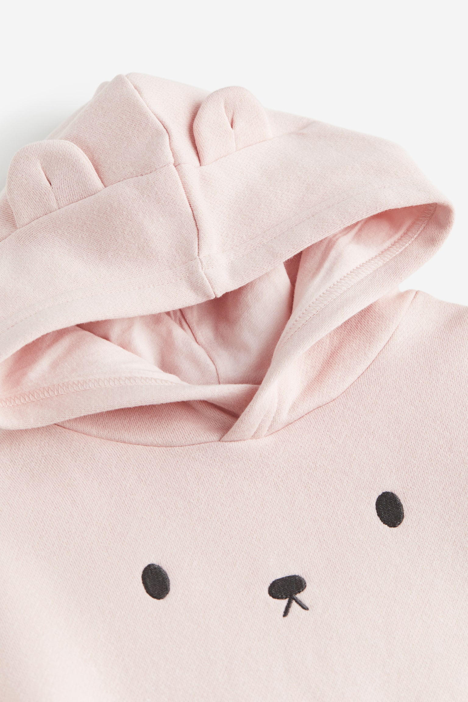 Ear Detail Hoodie - Light pink/Light grey marle - 2