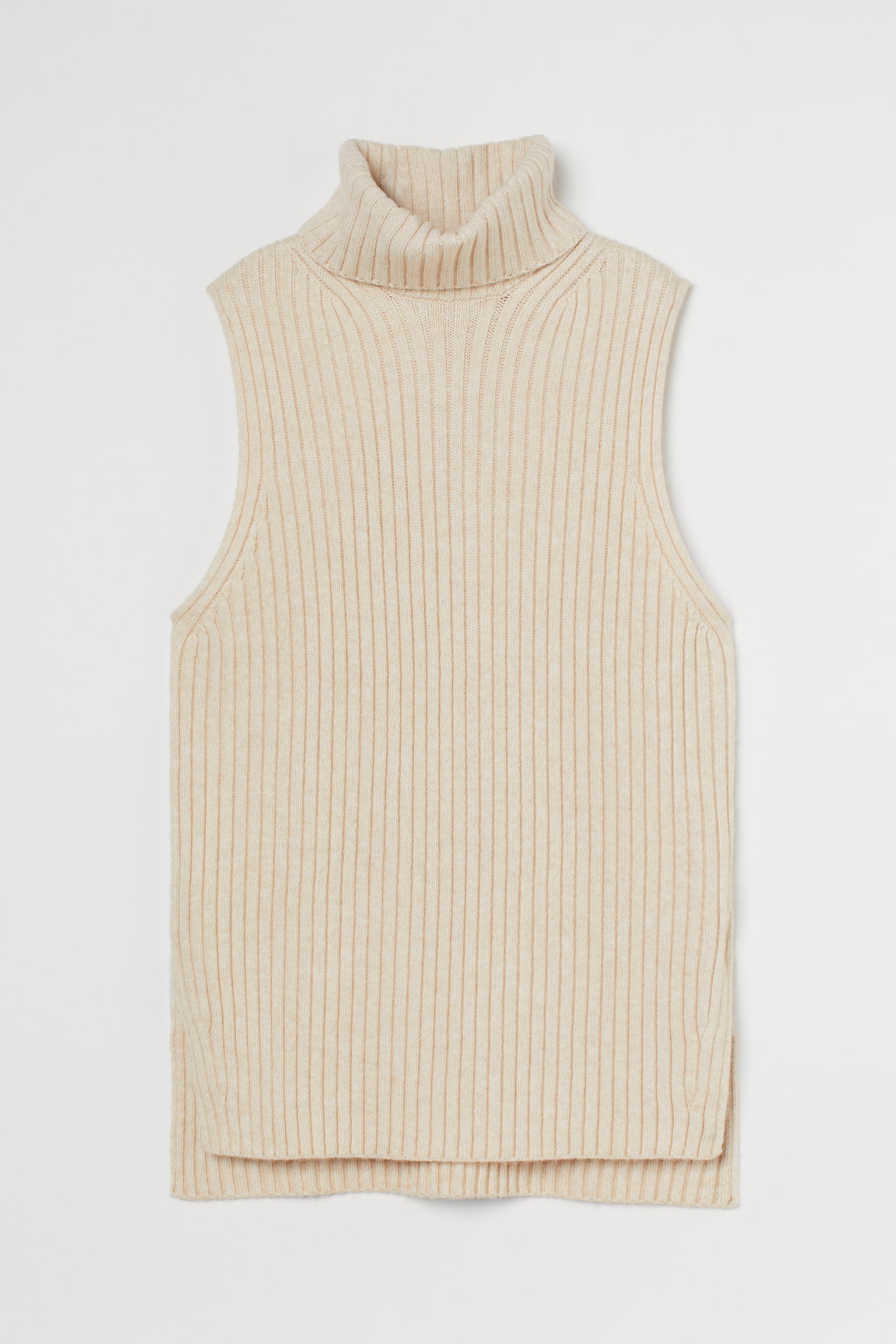 Polo-neck sweater vest - Light beige marl