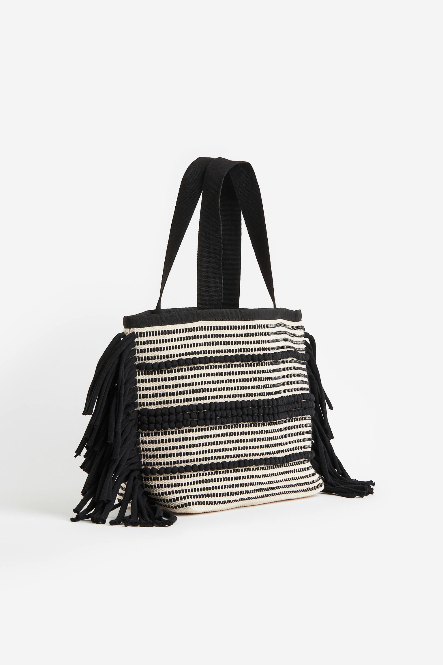 Jacquard Weave Shopper - Black/Pattern/Cream - 4