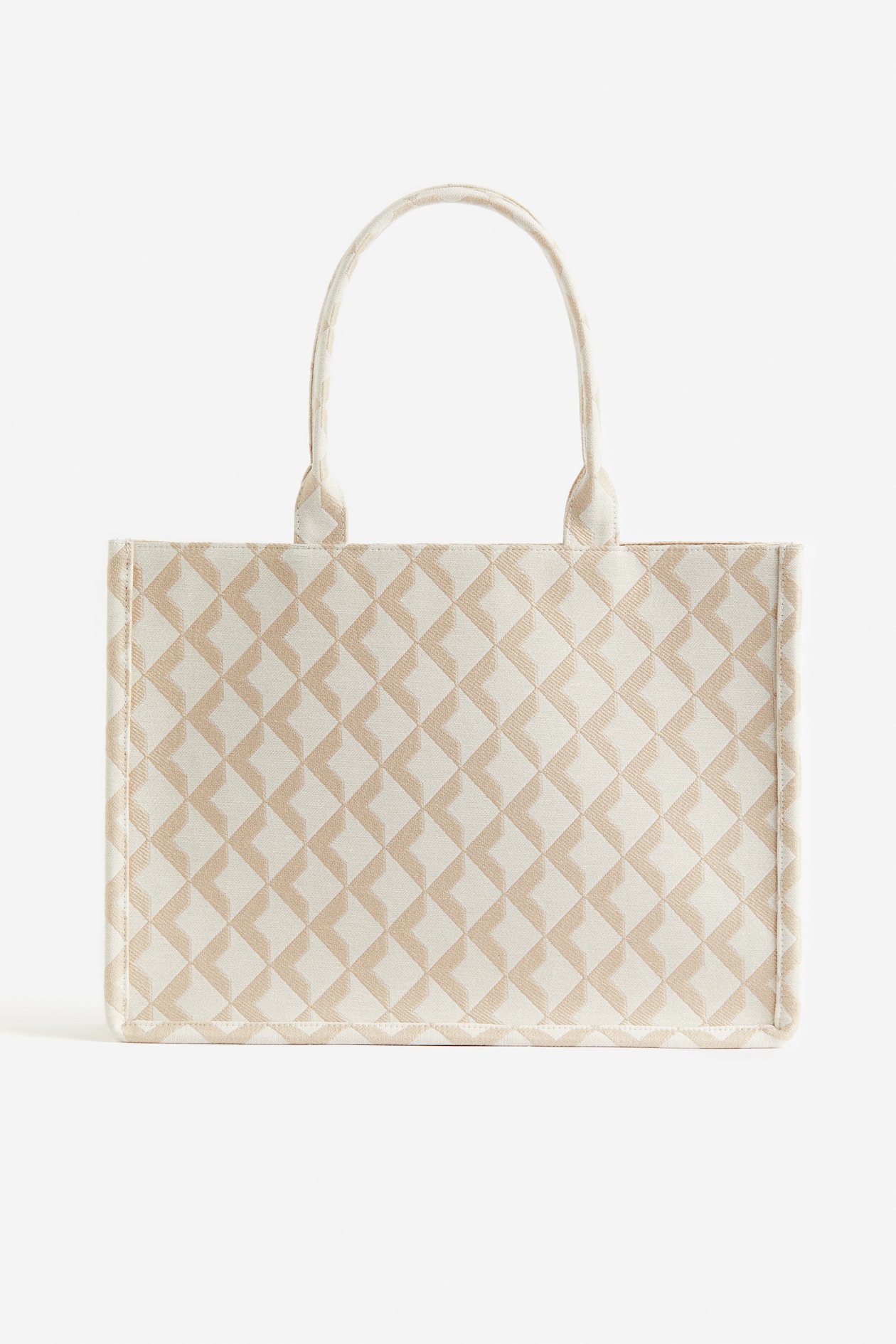 Cotton Blend Cabas Hm Jacquard Weave Shopper Light Beige/Pattern