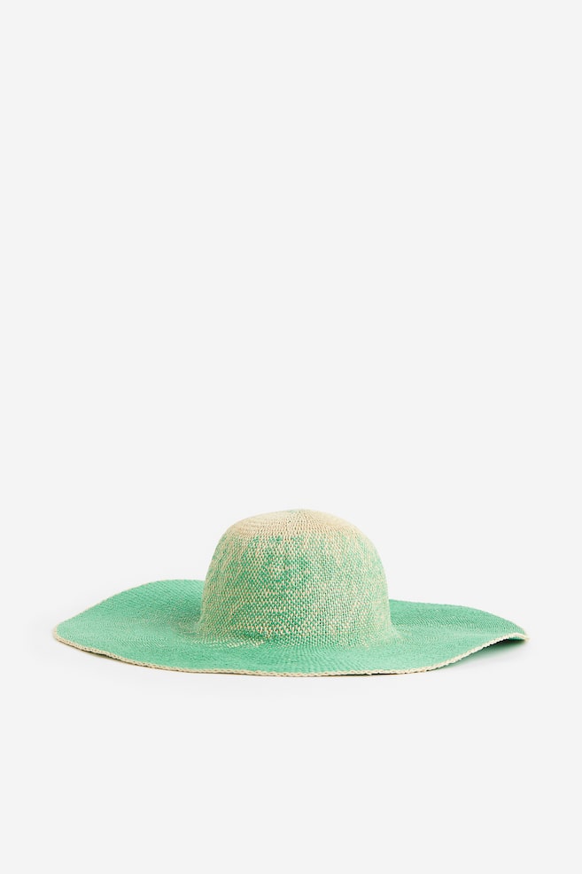 Wide brim straw hat - Bright green/Orange - 2