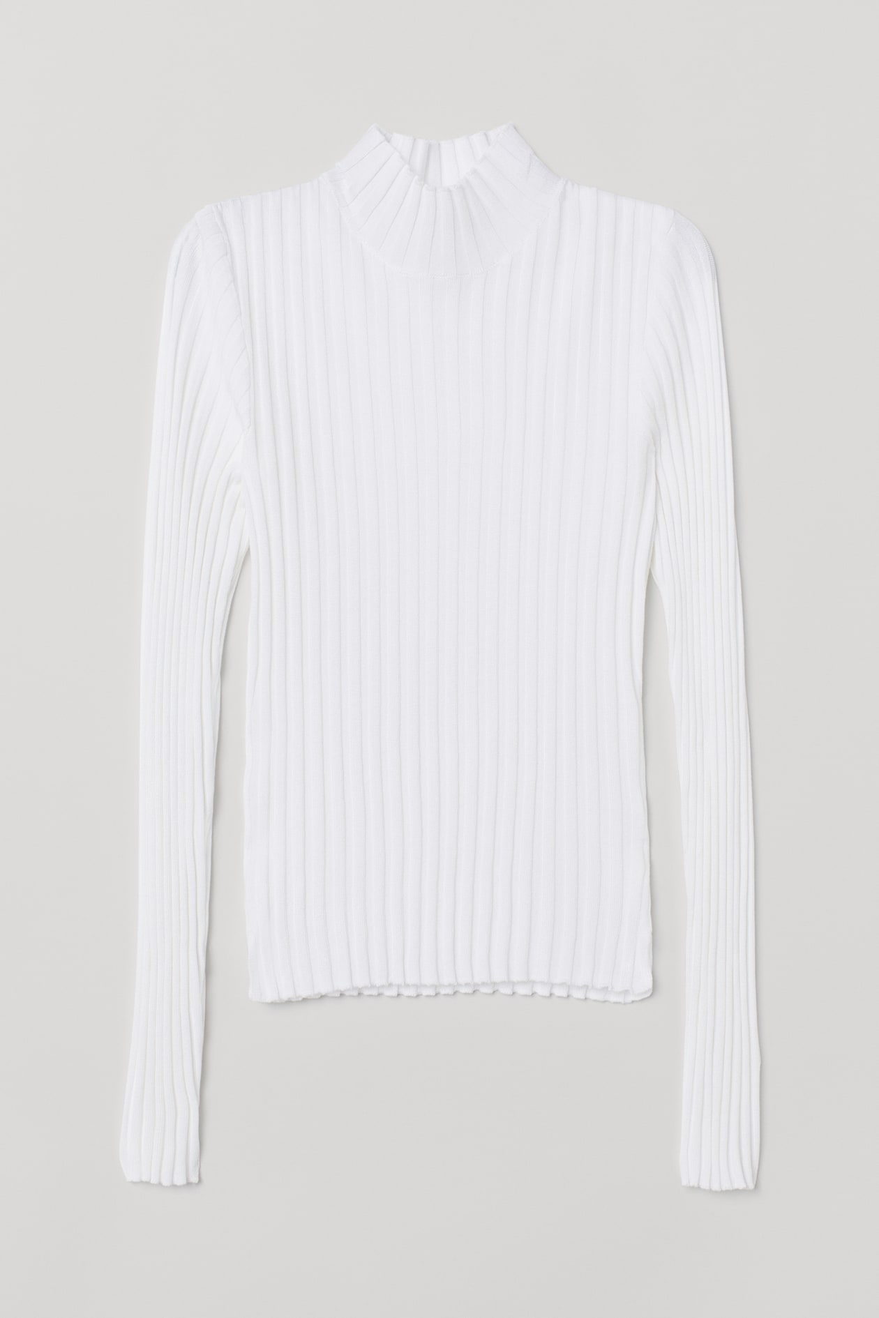 Fitted polo-neck jumper - Polo-neck - Long sleeve - White - Ladies | H&M GB