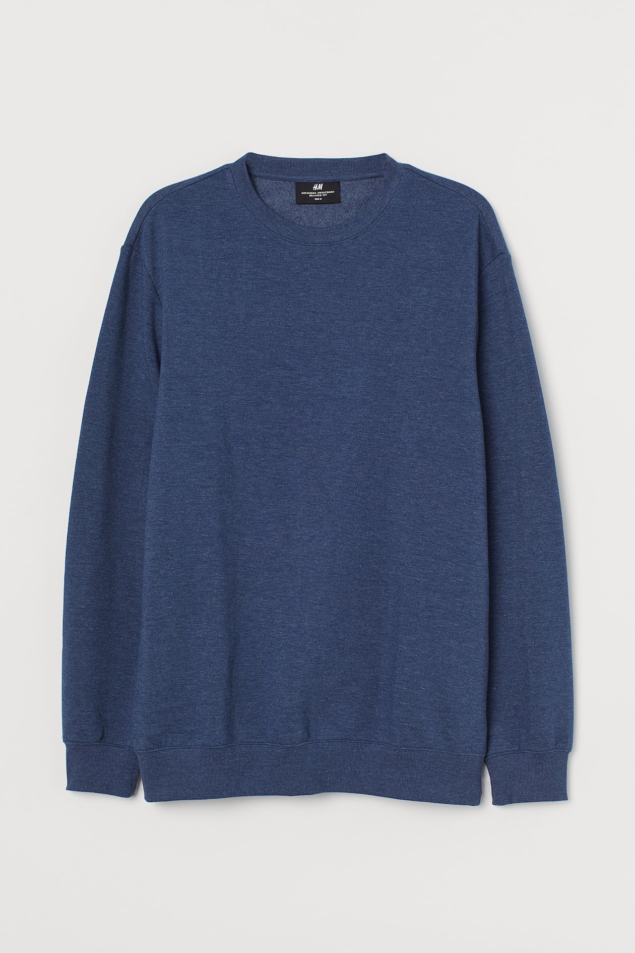 Relaxed Fit Sweatshirt - Round Neck - Long sleeve - Dark blue melange ...