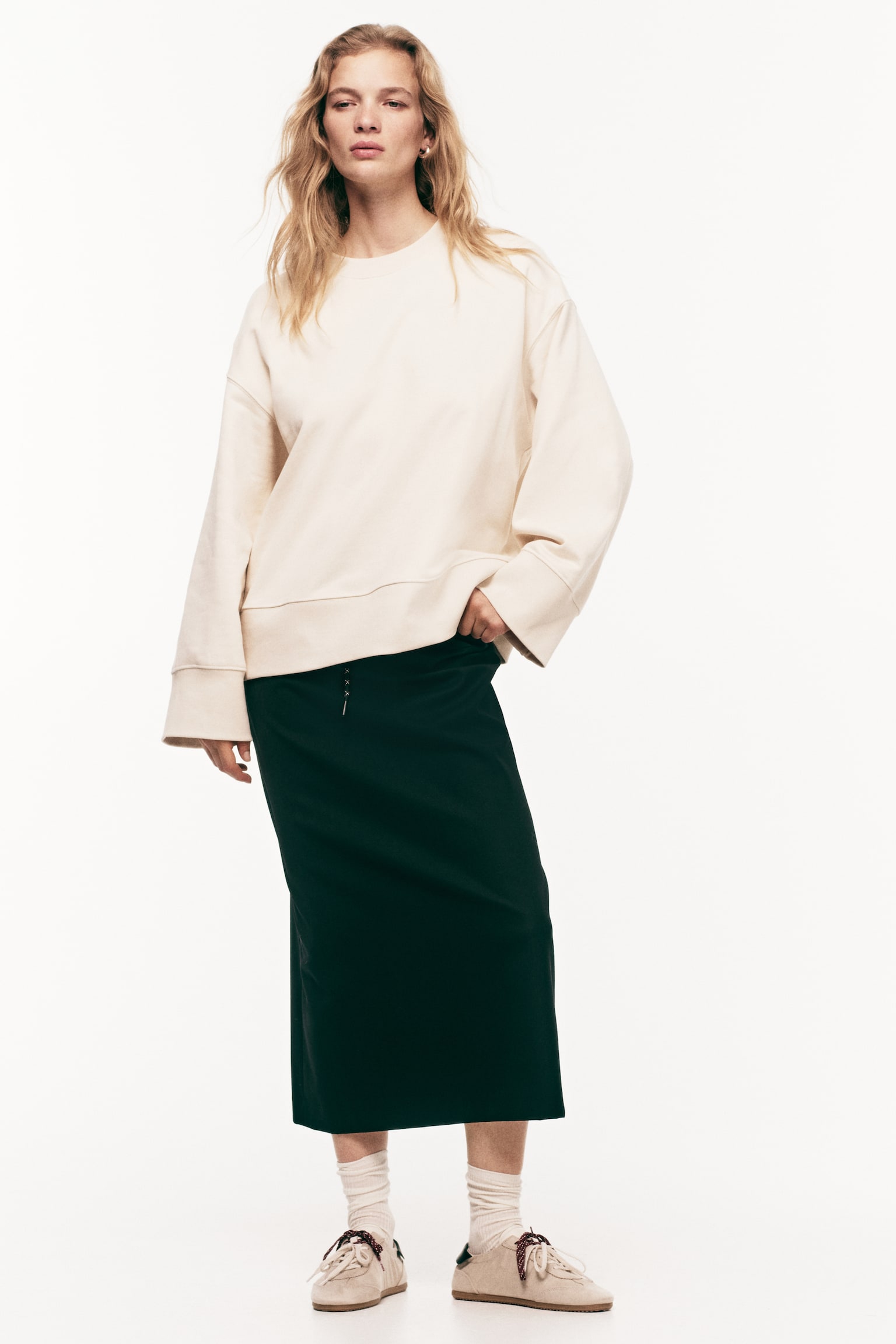 Oversized cotton sweatshirt - Light beige/Dark grey/Blue/Dark brown - 3