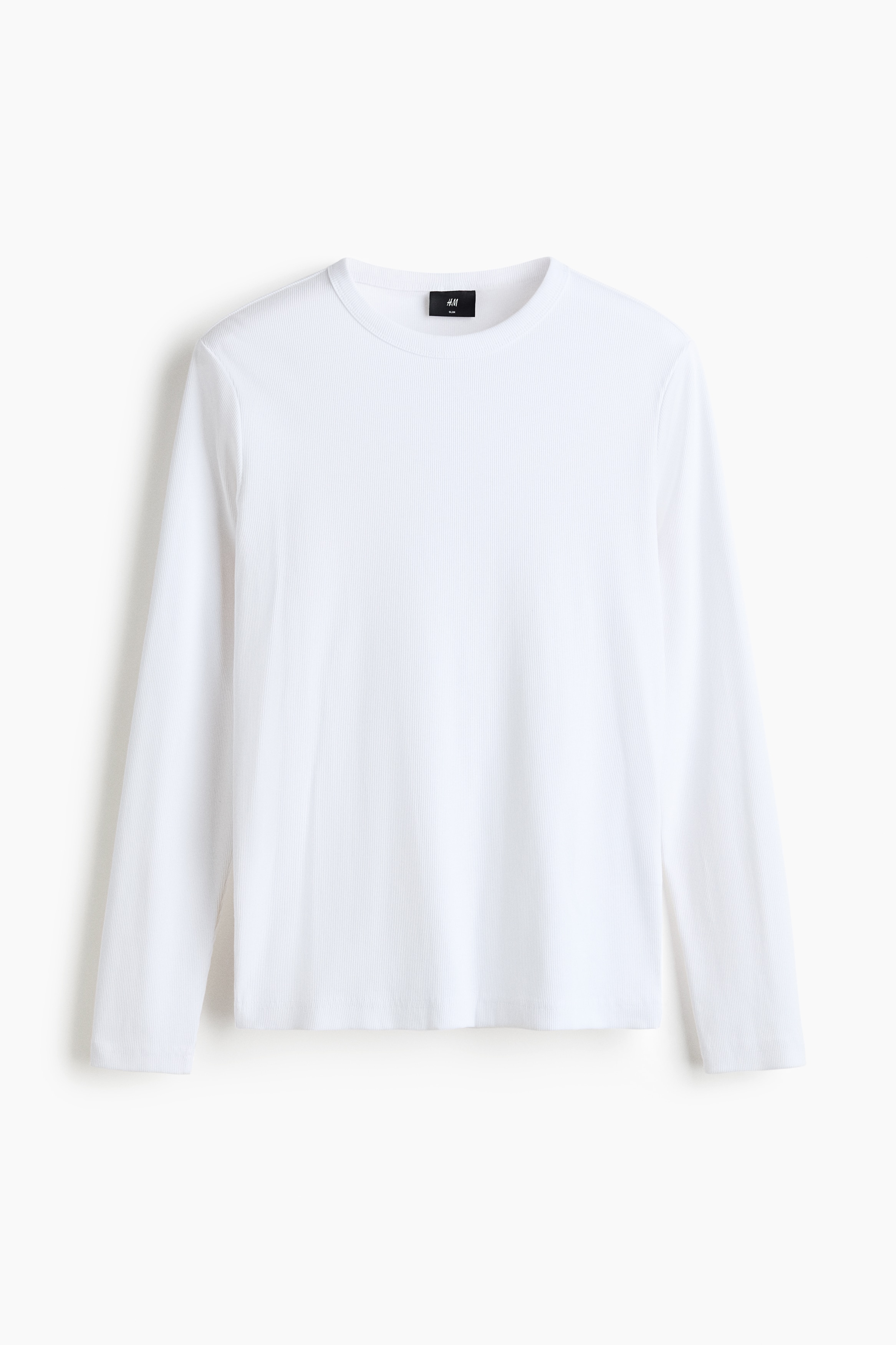 Slim Fit Long-sleeved cotton T-shirt - White/Black/Dark grey/Dark mole