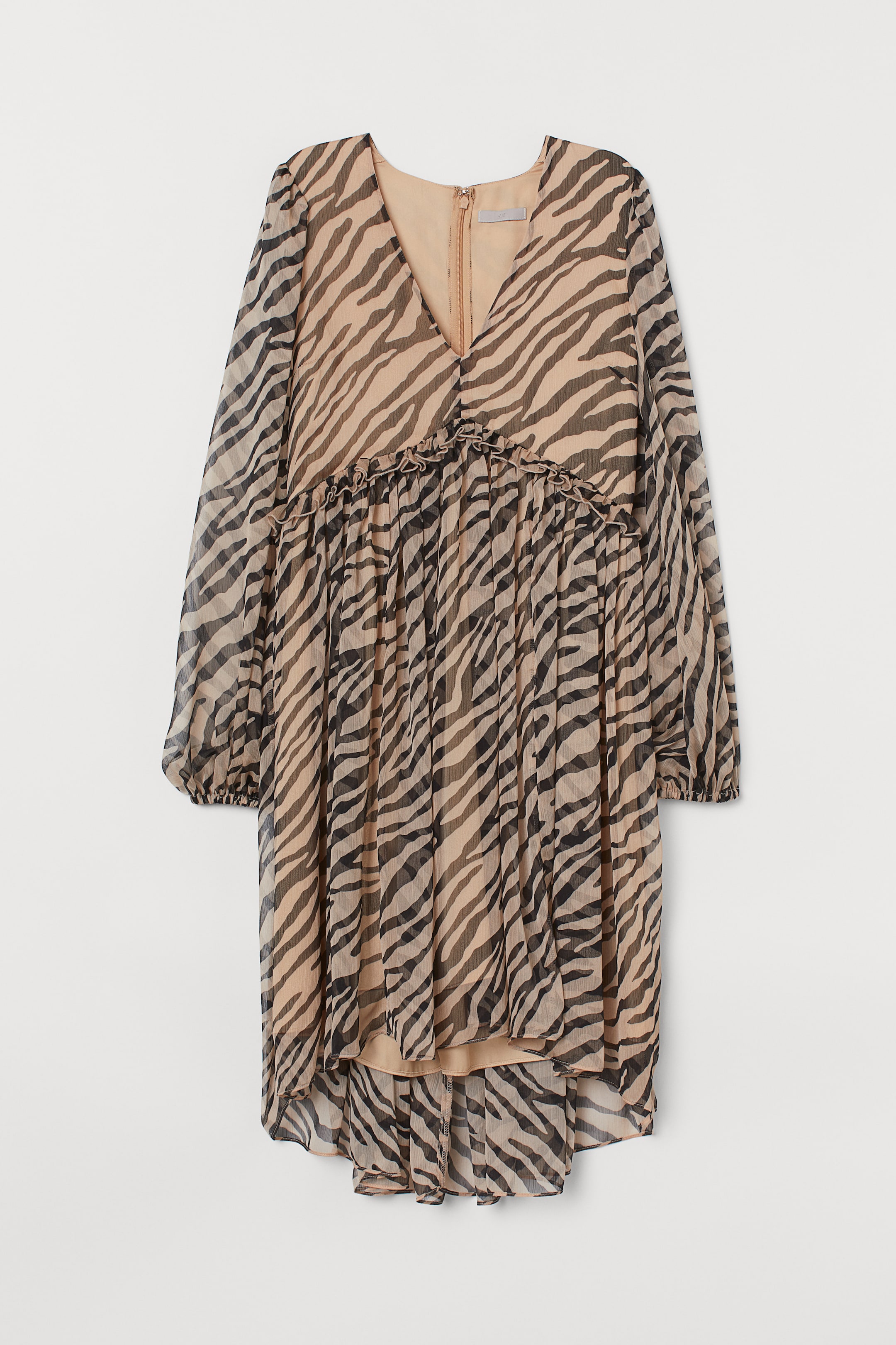 Visualizza immagine più grande: Abito a V in chiffon - Beige/zebrato - DONNA | H&M IT 1