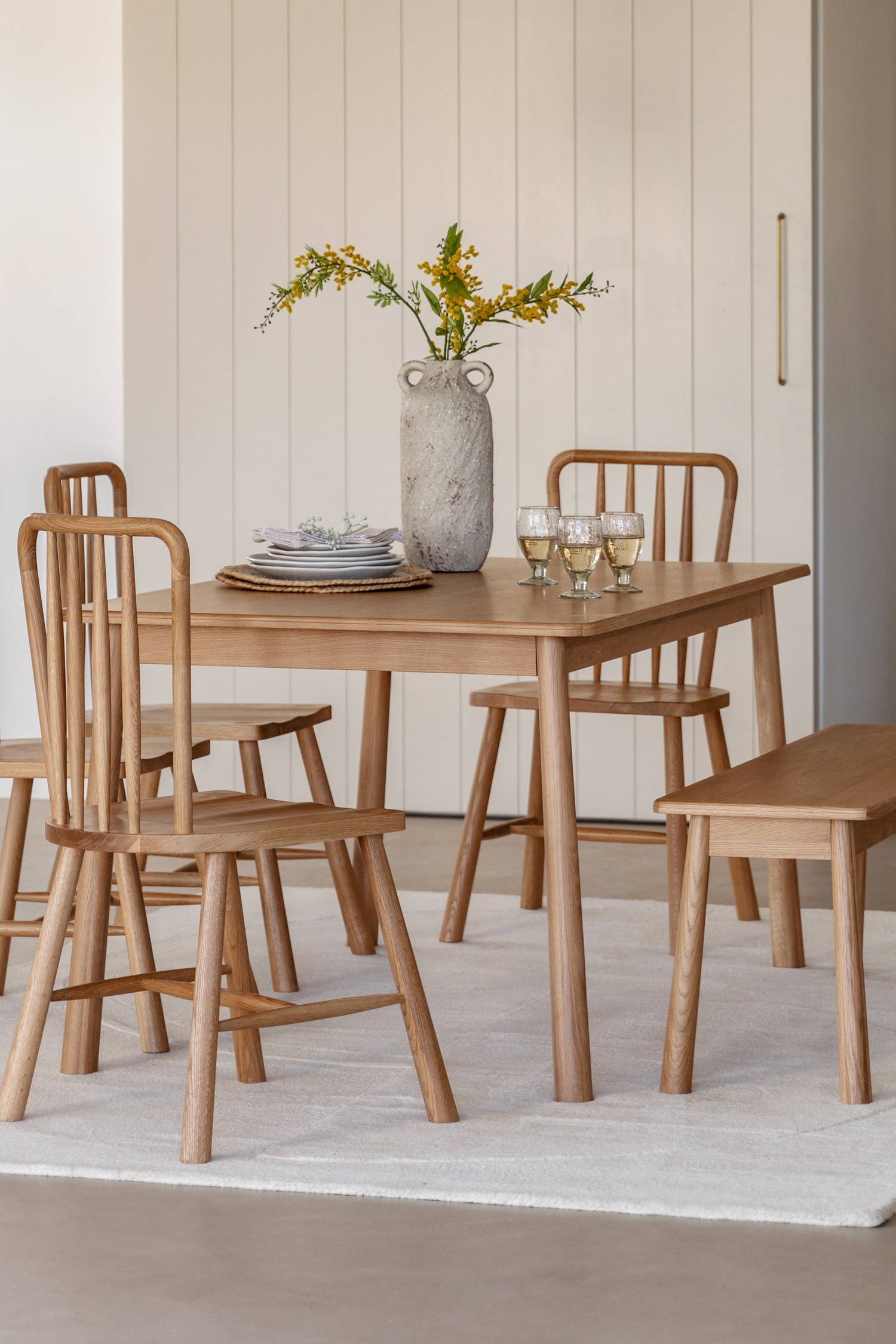 Wooden Dining Table - Light Wood/Black