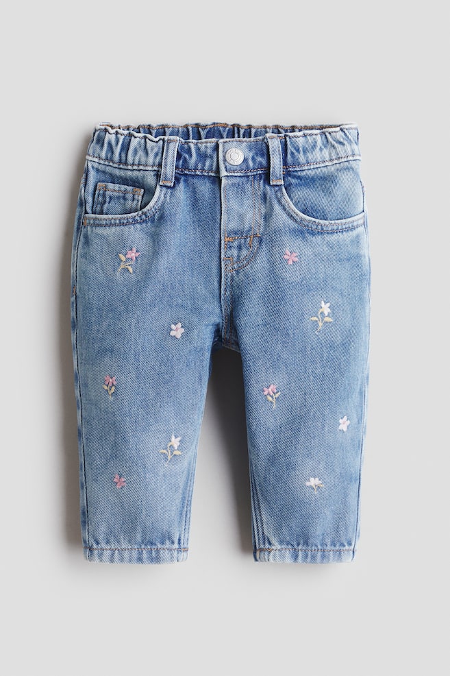 Embroidered-Detail Jeans - Light denim blue/flowers/Denim blue/flowers - 1