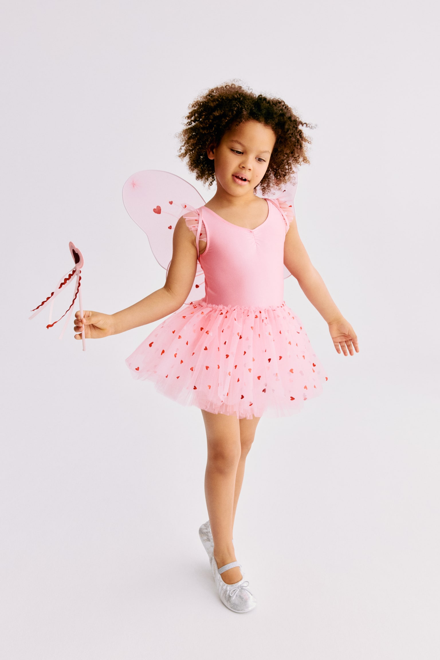 Dance Leotard with Tulle Skirt - Pink/hearts/Light dusty pink/glittery - 6