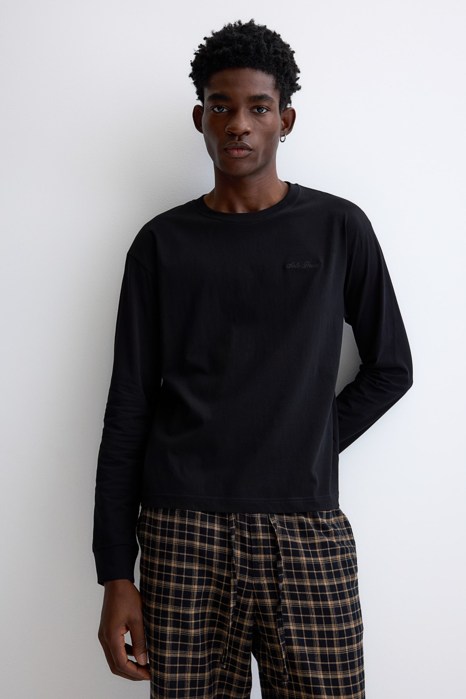 Cotton pyjama top and bottoms - Black/Beige checked/Navy blue/Checked/White/Checked/Burgundy/Checked - 10