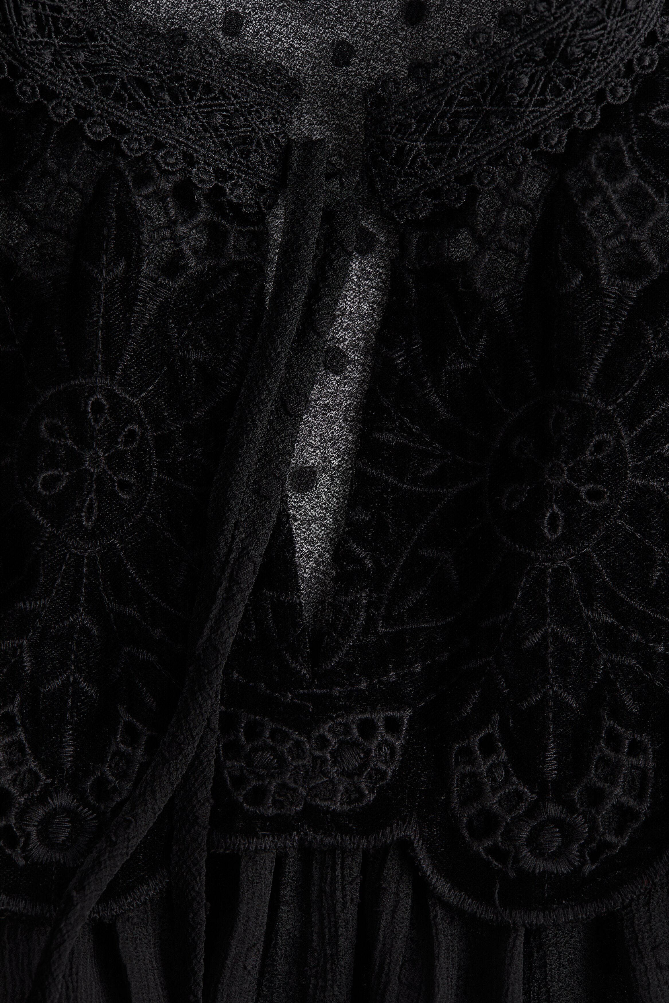 Sheer lace-detail blouse