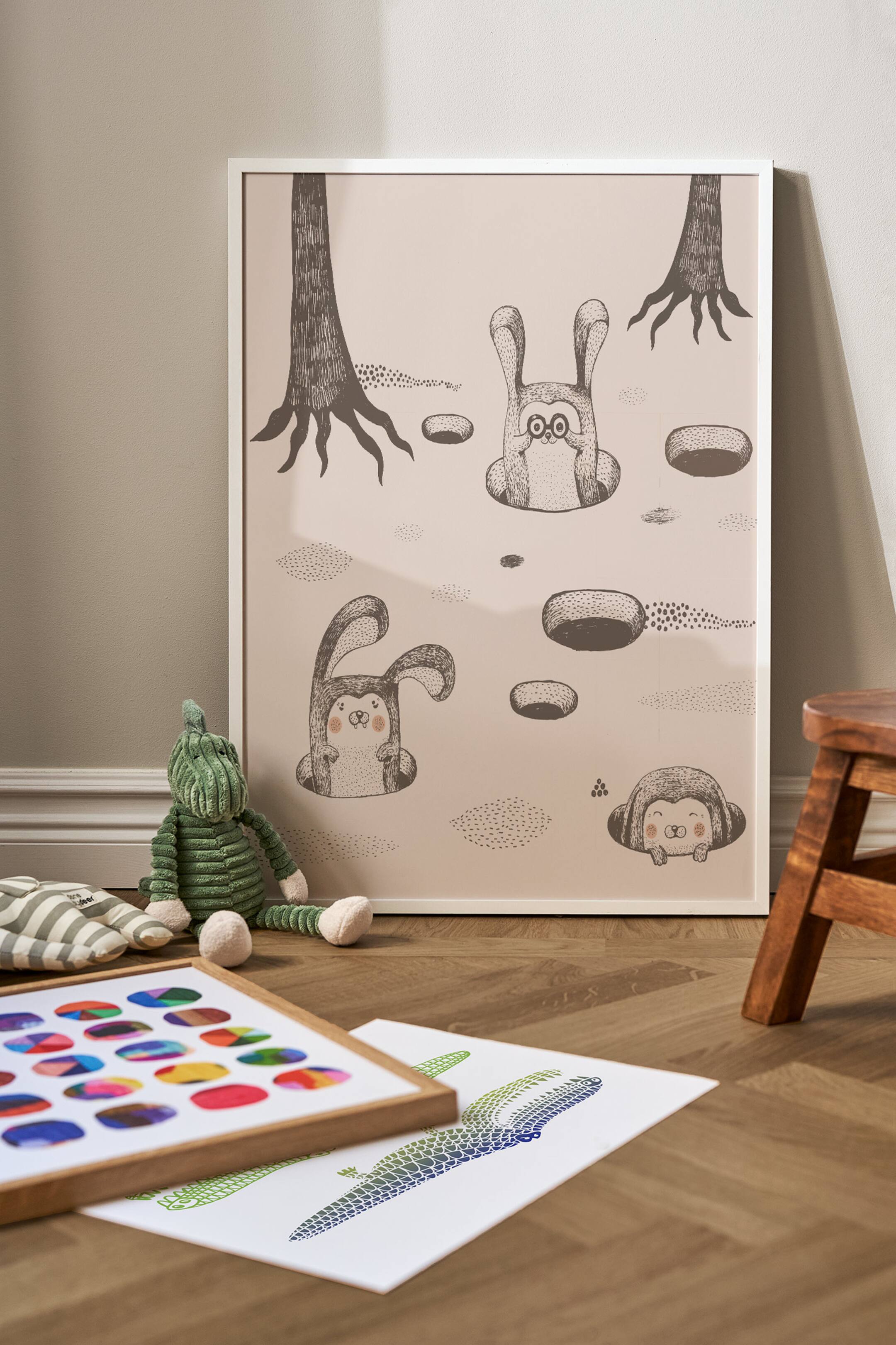 Se større billede: Rabbit Friends Plakat - Beige/sort - Postery - Home All | H&M DK 1