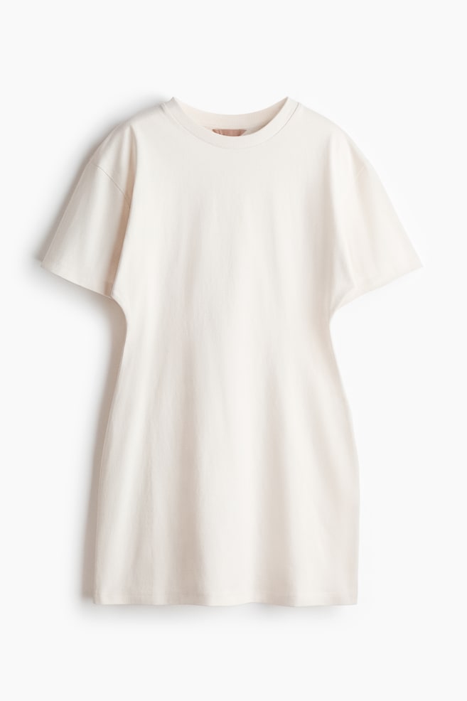 Robe T-shirt sablier en coton - Ivoire/Noir - 1