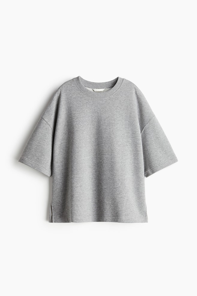 Sweater met korte mouwen - Grijs gemêleerd - 1