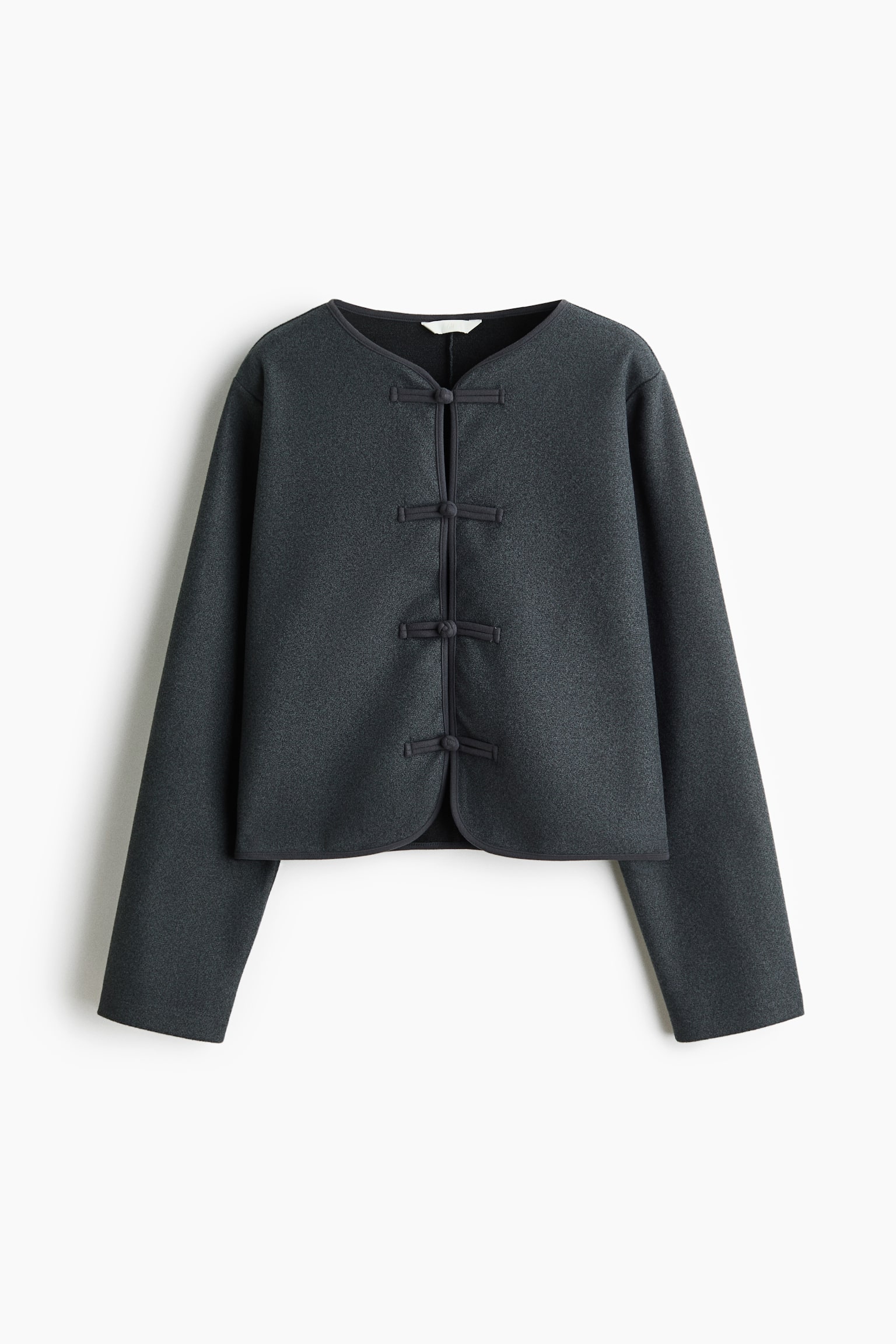 Brushed Knot-Button Jacket - Dark gray