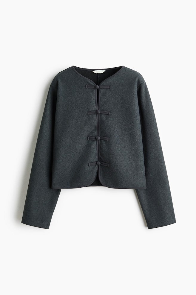 Brushed knot-button jacket - Dark grey/Black - 1