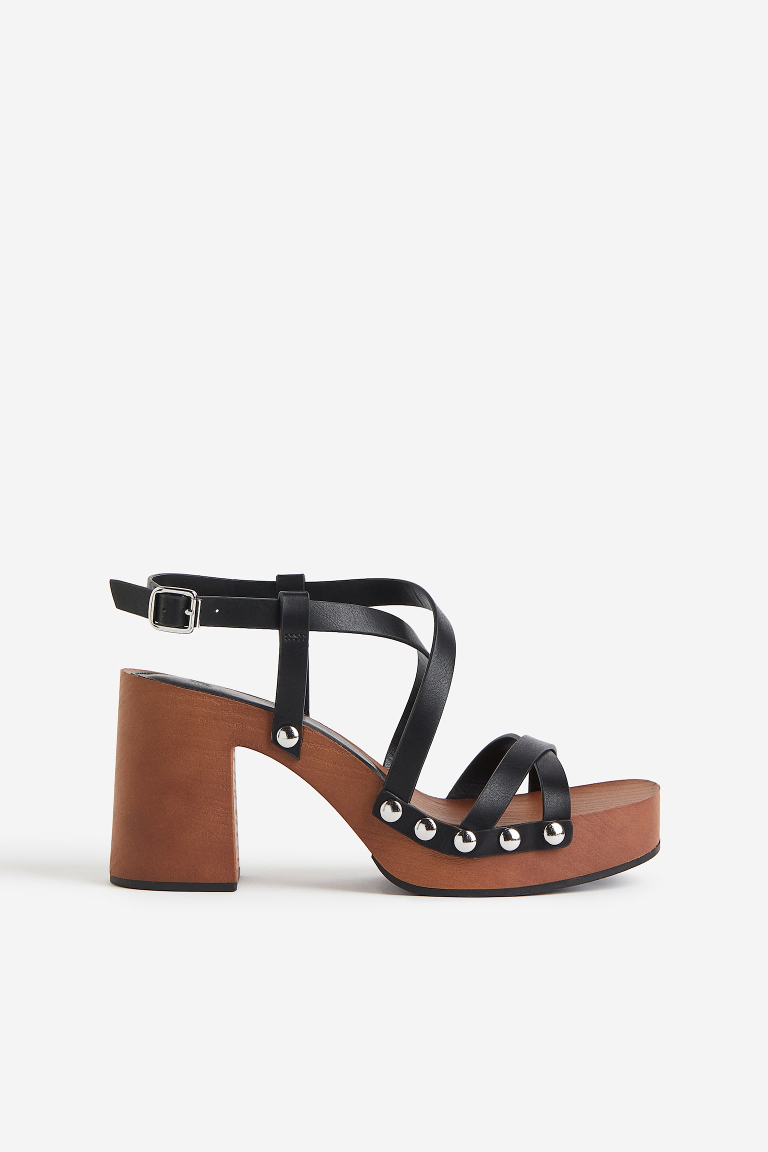 Block-heeled sandals - Brown/Black - 1