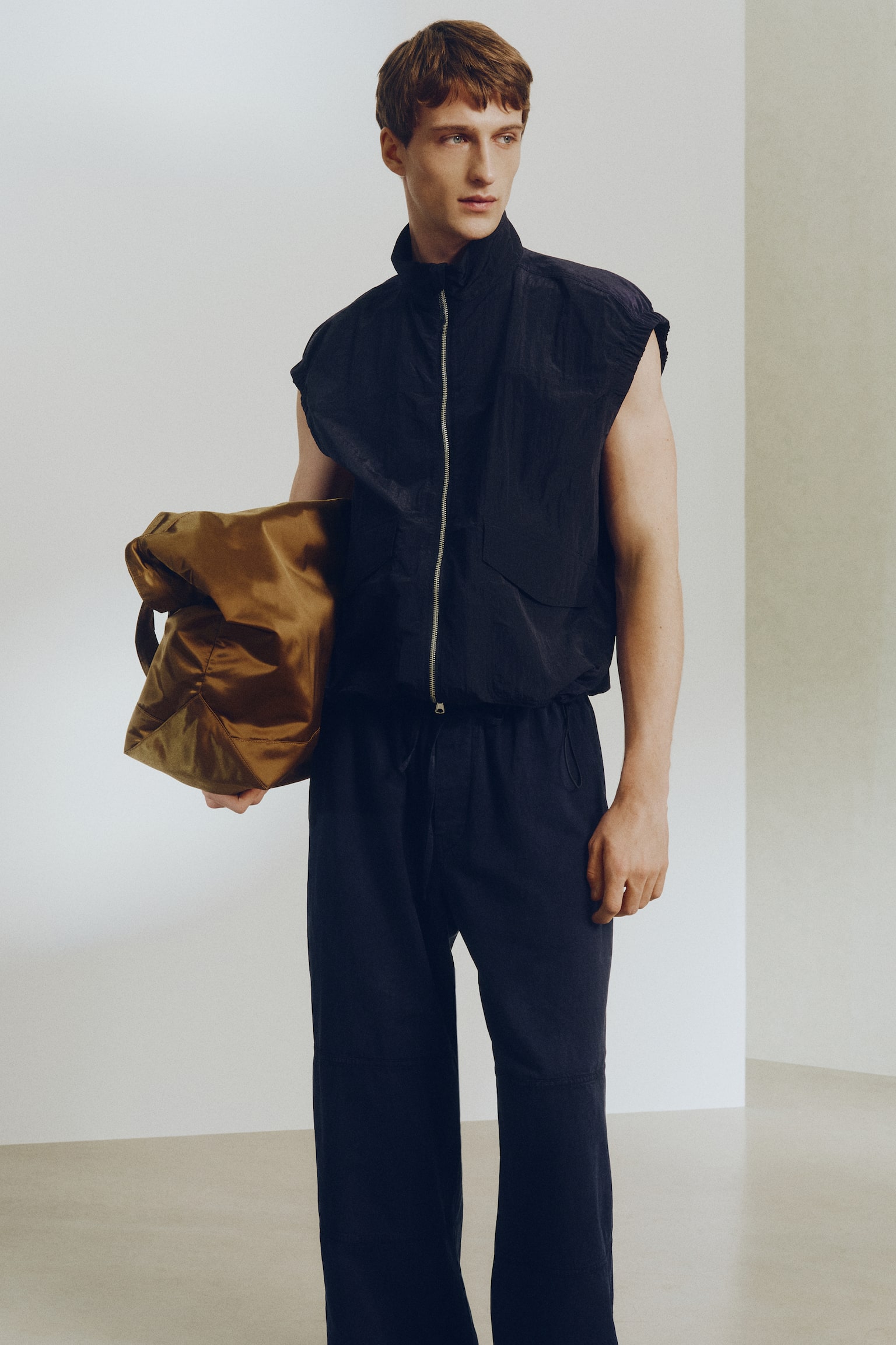 리넨 블렌드 팬츠 루즈핏 - 네이비 블루 - 5