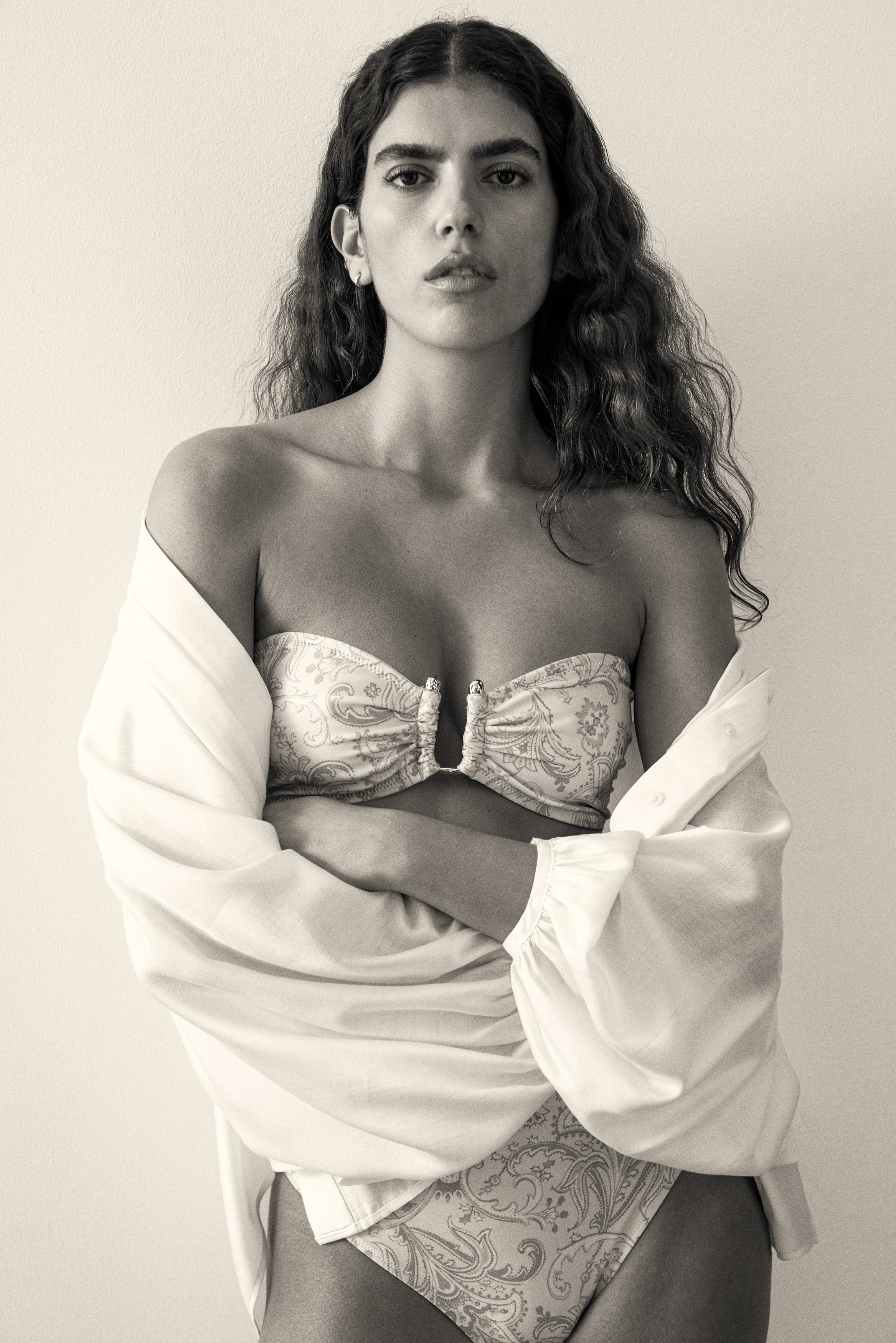 Στράπλες σουτιέν μπικίνι με ενίσχυση - Απαλό ροζ/μοτίβο με λαχούρι