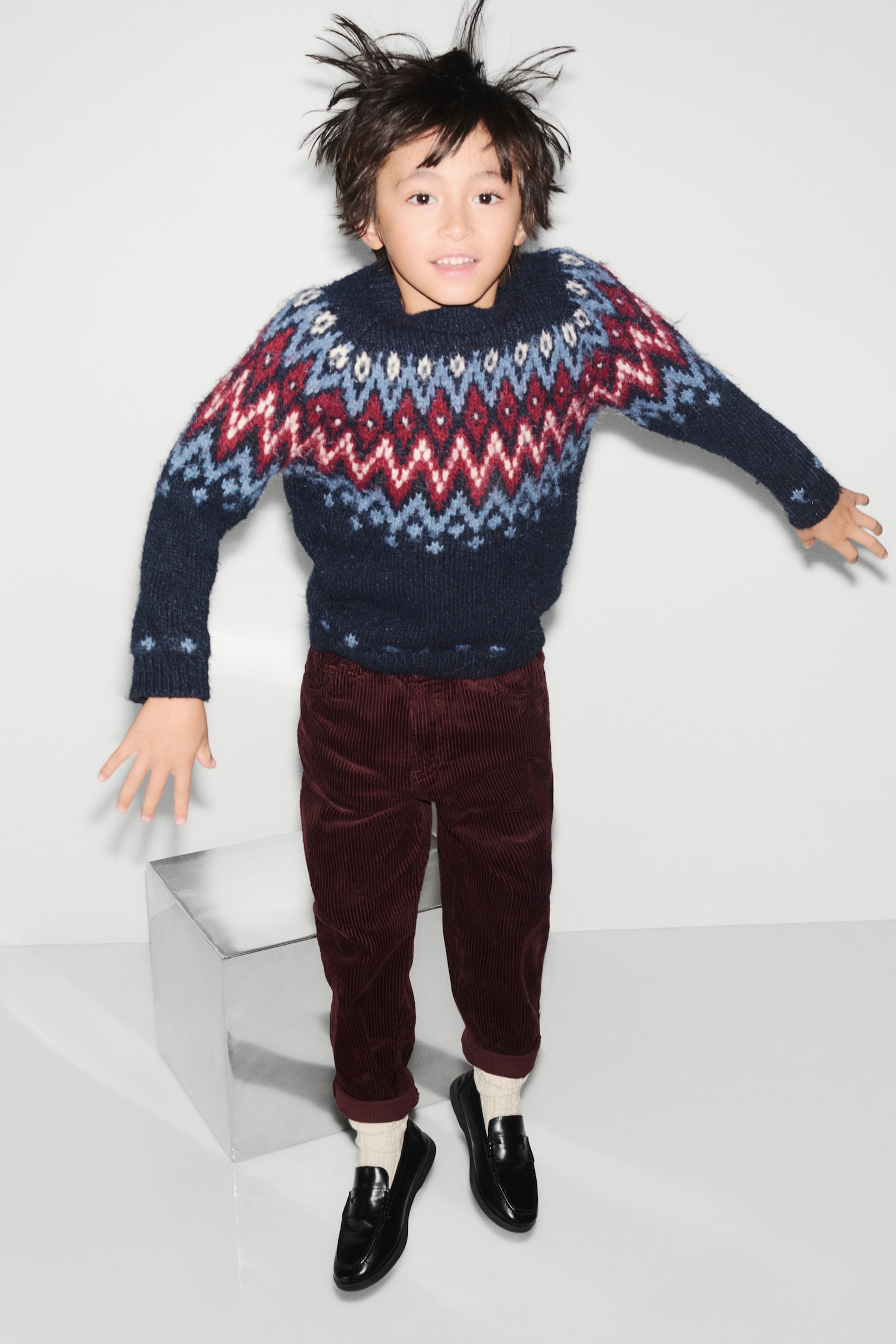 Детский свитер H&M Jacquard-Knit, цвет: Тёмно-синий / Красный — фото 3