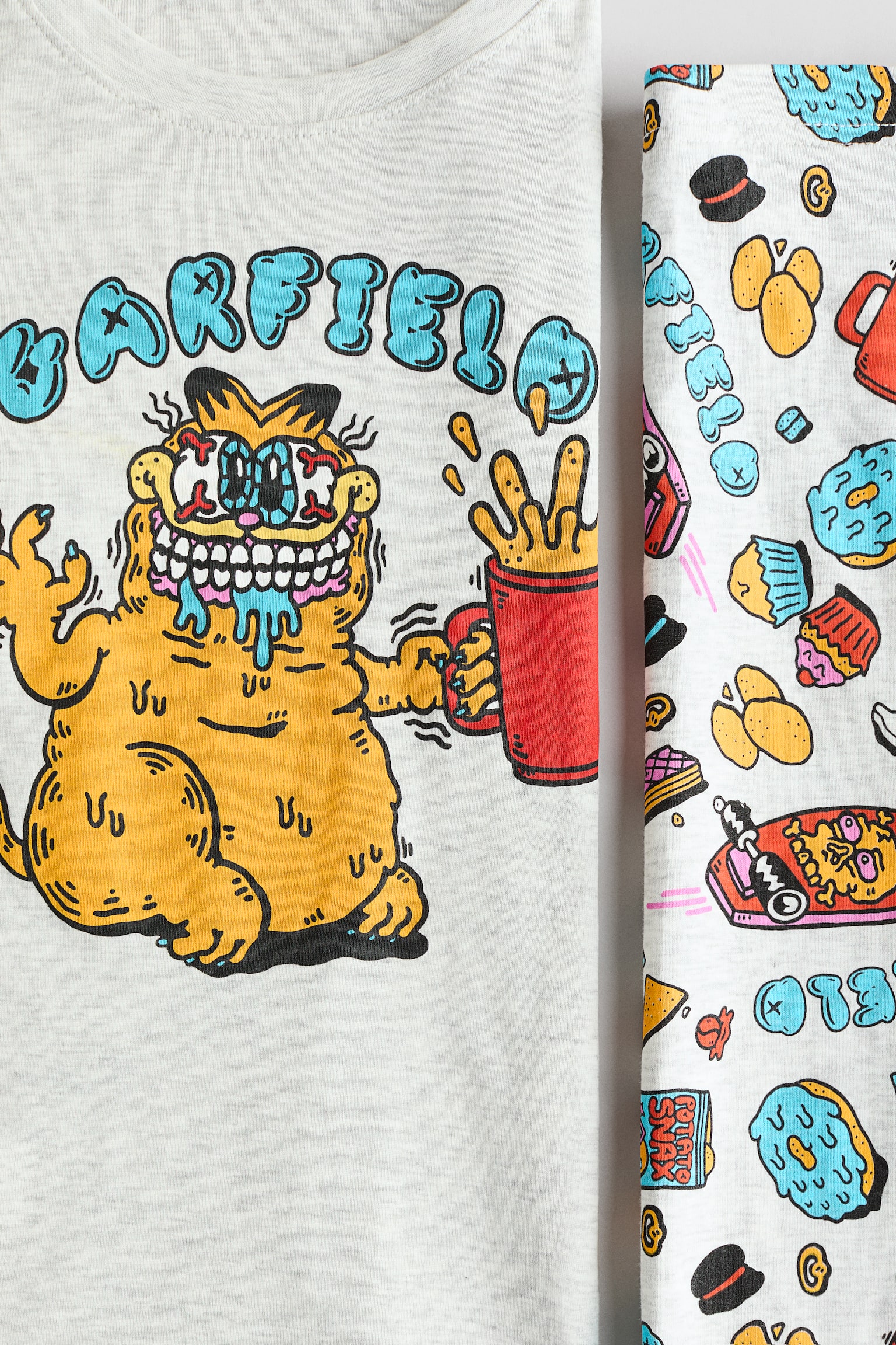 Pyjama confortable en jersey de coton - Gris clair chiné/Garfield - 2
